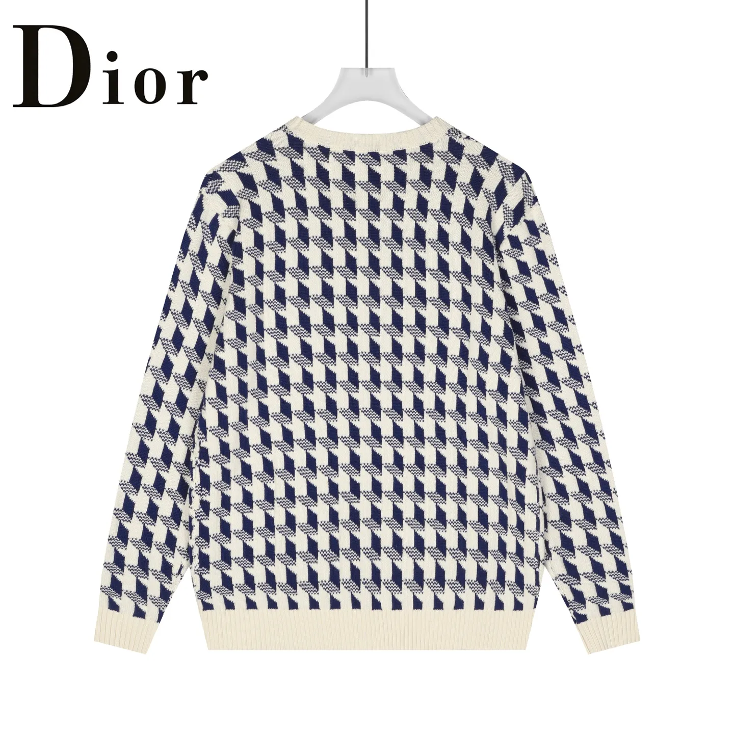 Houndstooth Jacquard Wool Crew-Neck Sweater D21019803 — view 2