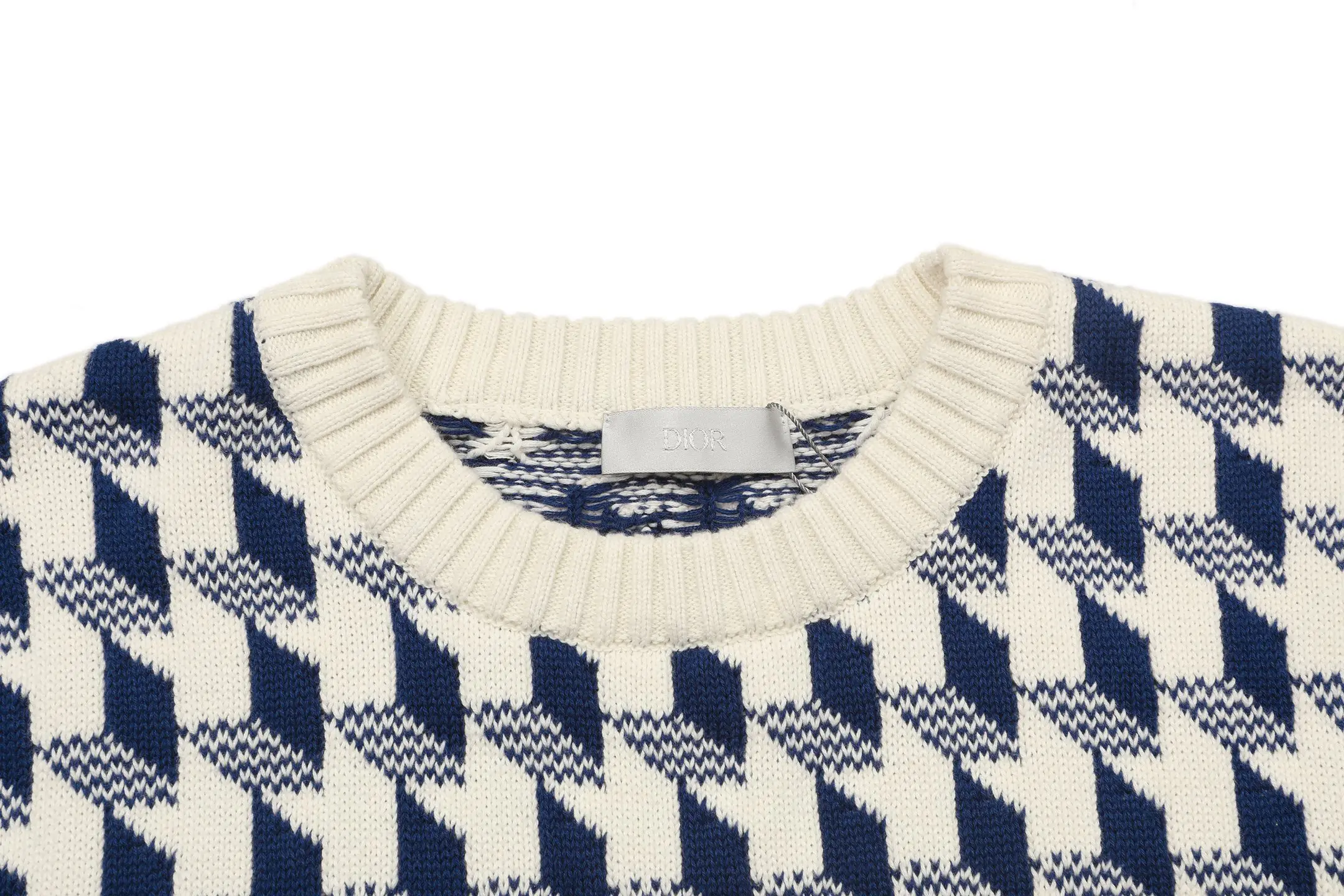 Houndstooth Jacquard Wool Crew-Neck Sweater D21019803 — view 3