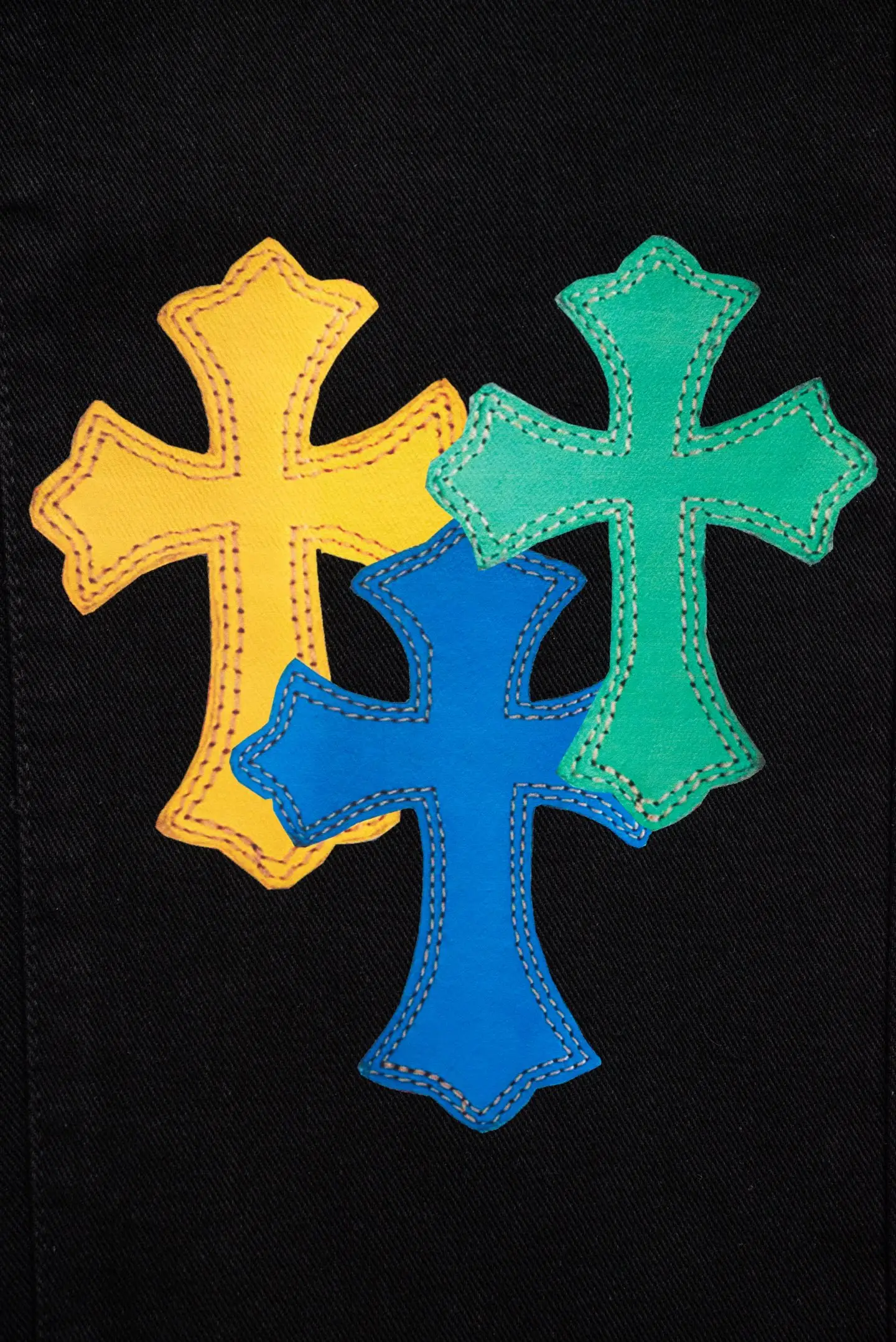 Chrome Hearts Multi-Color Cross Patch Straight-Leg Jeans D18019776 — view 8