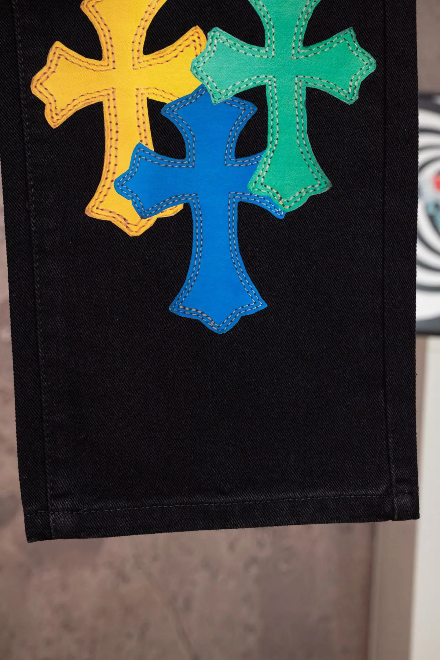 Chrome Hearts Multi-Color Cross Patch Straight-Leg Jeans D18019776 — view 10
