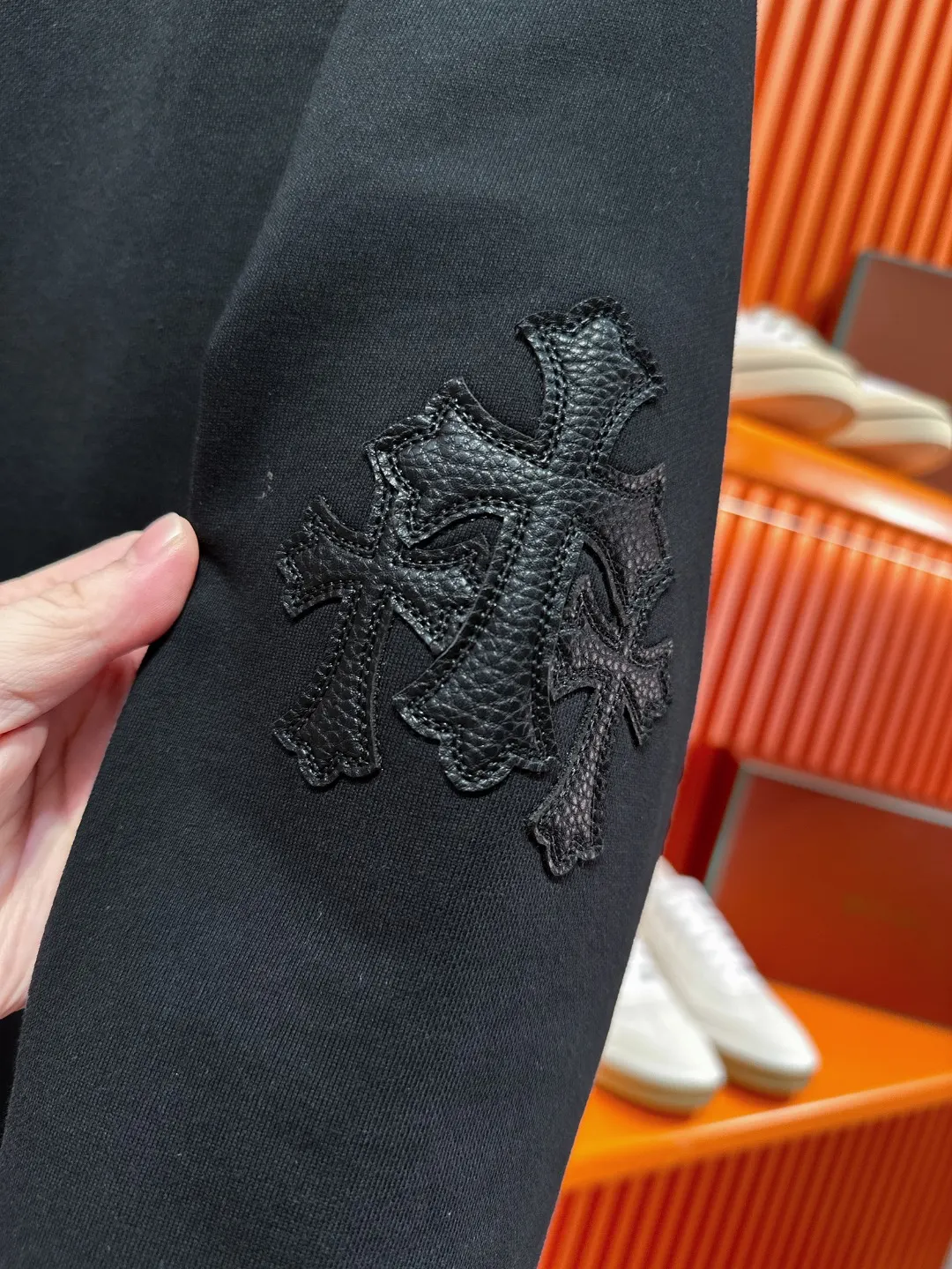 Leather Cross Patch Crew-Neck Sweatshirt D19519695 — view 5