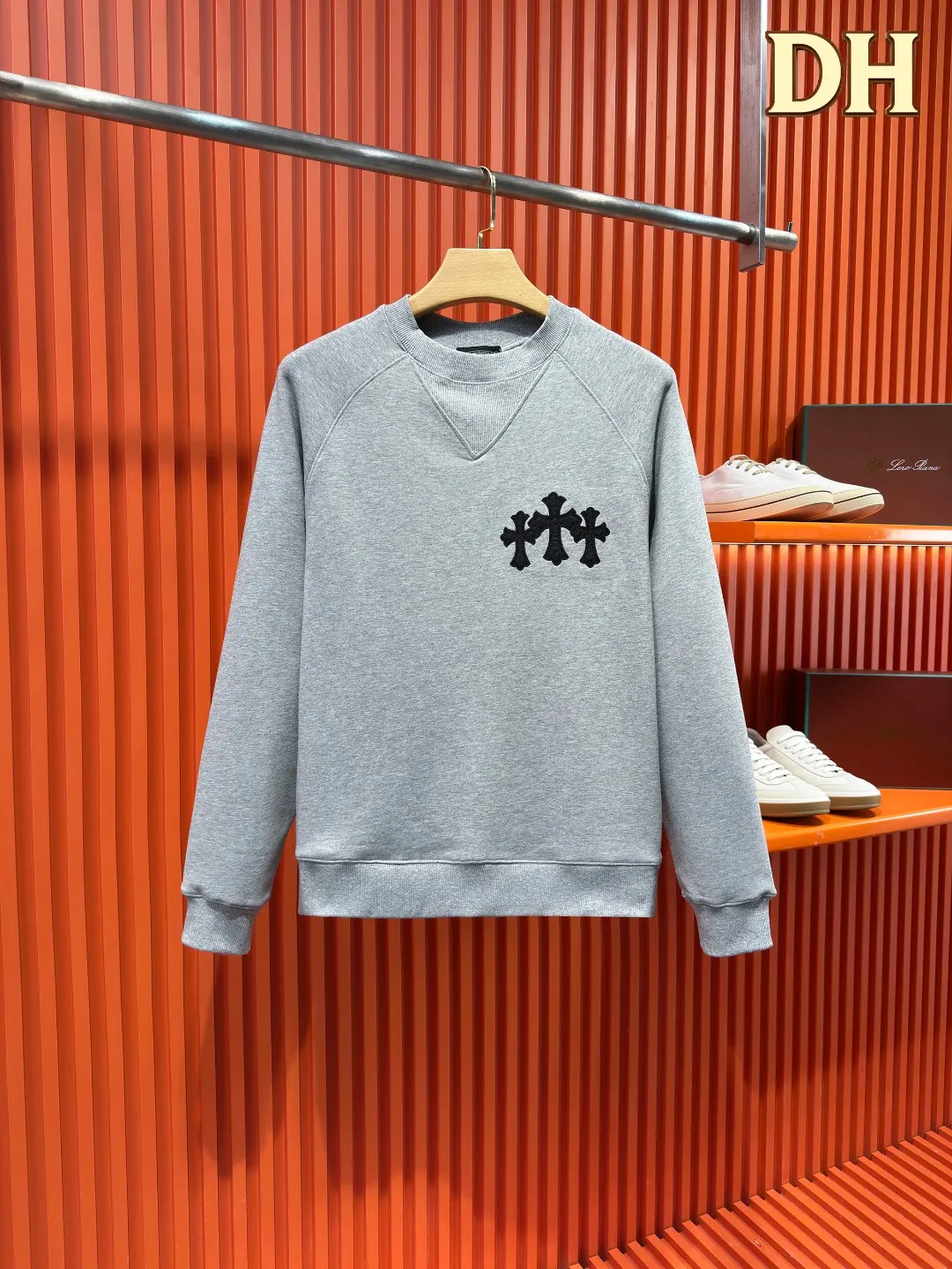 Cross Patch Embroidered Cotton Sweatshirt D19519687