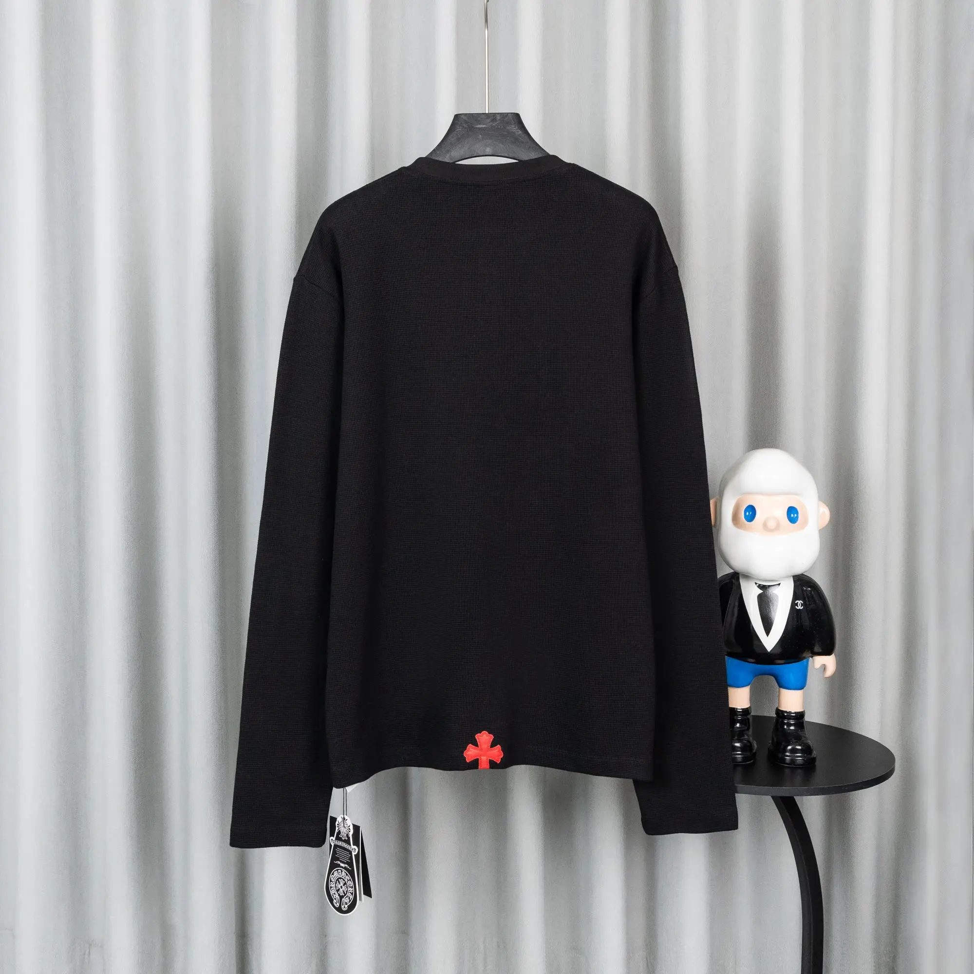 Chrome Hearts Waffle-Knit Henley Long-Sleeve Top D20019747 — view 2