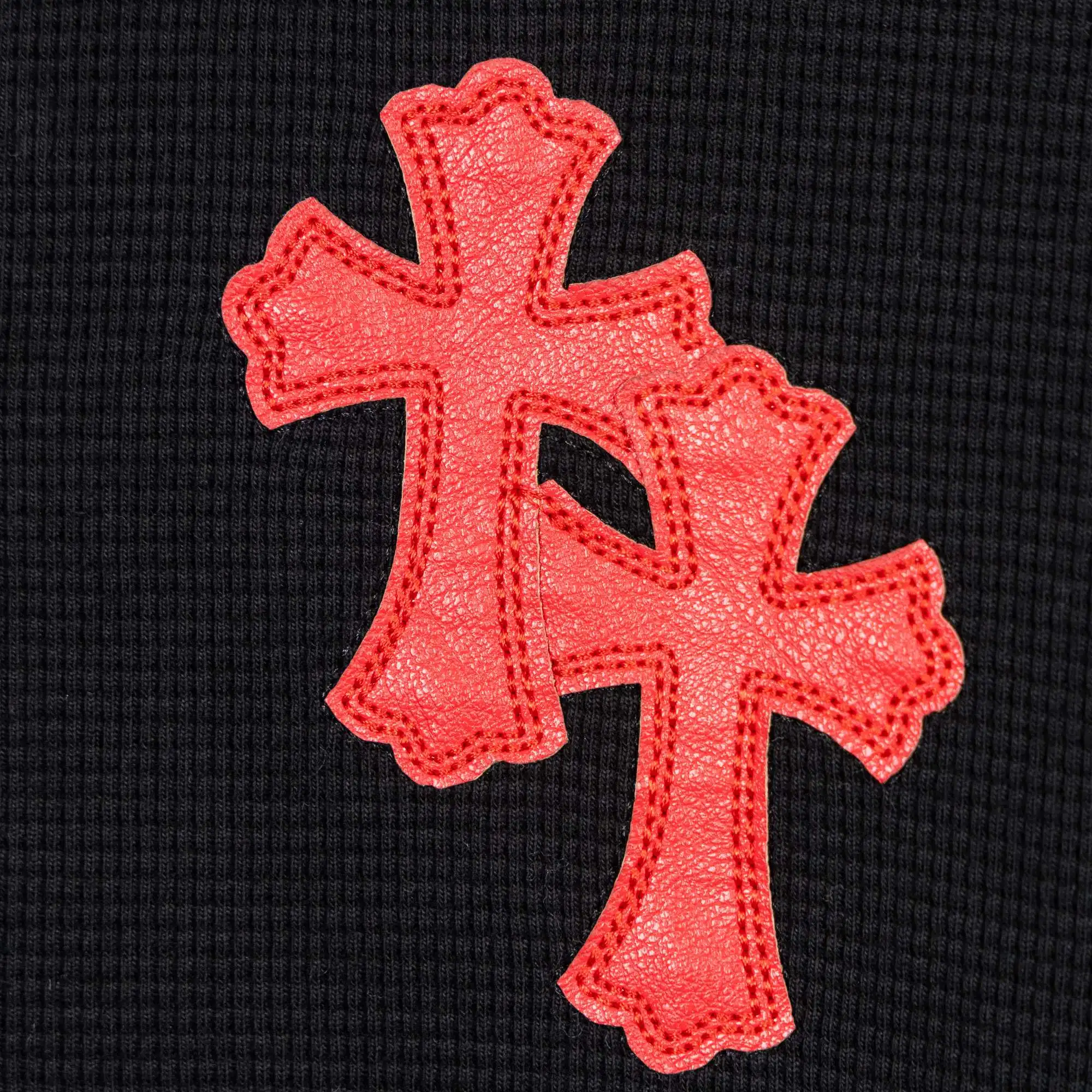 Chrome Hearts Waffle-Knit Henley Long-Sleeve Top D20019747 — view 4
