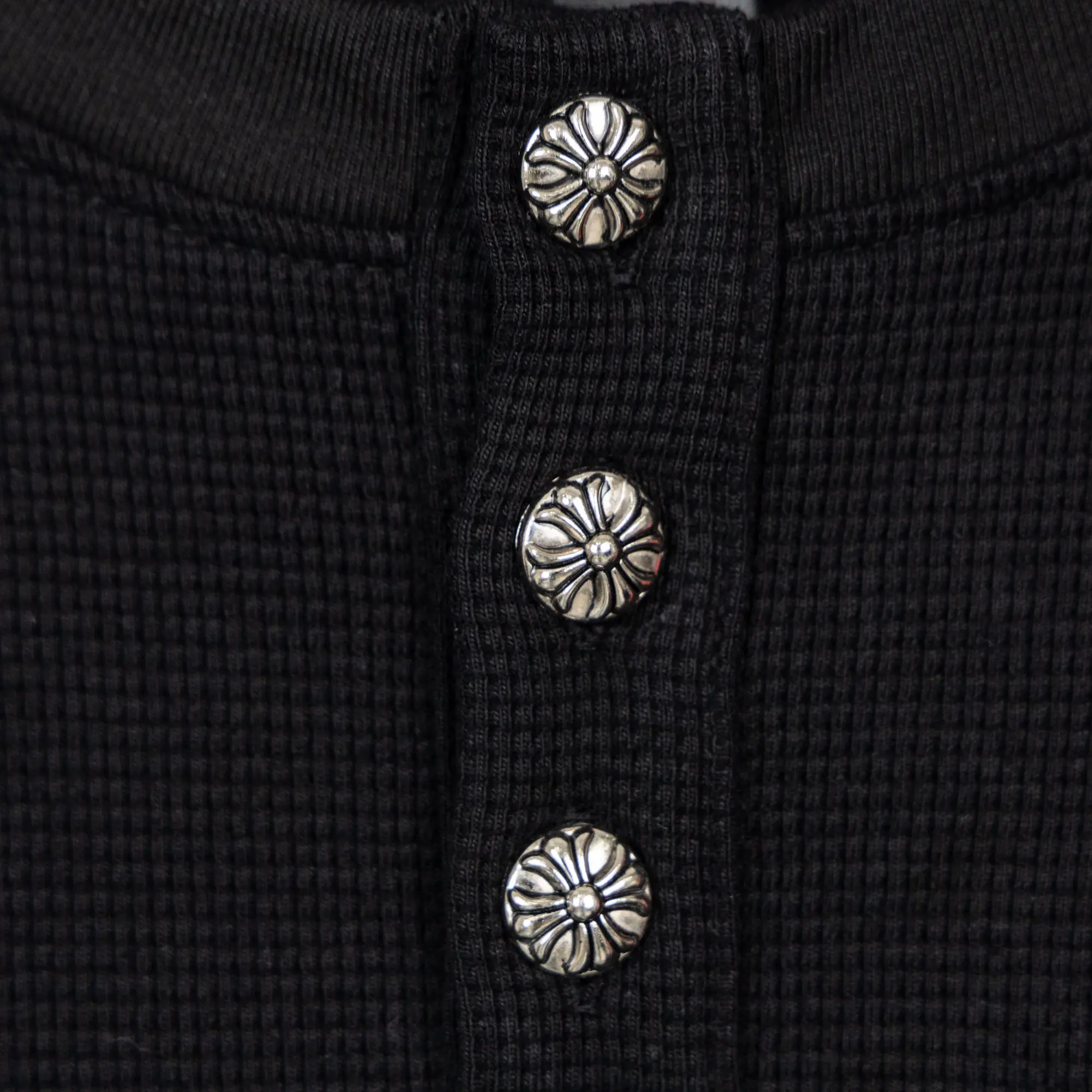 Chrome Hearts Waffle-Knit Henley Long-Sleeve Top D20019747 — view 5