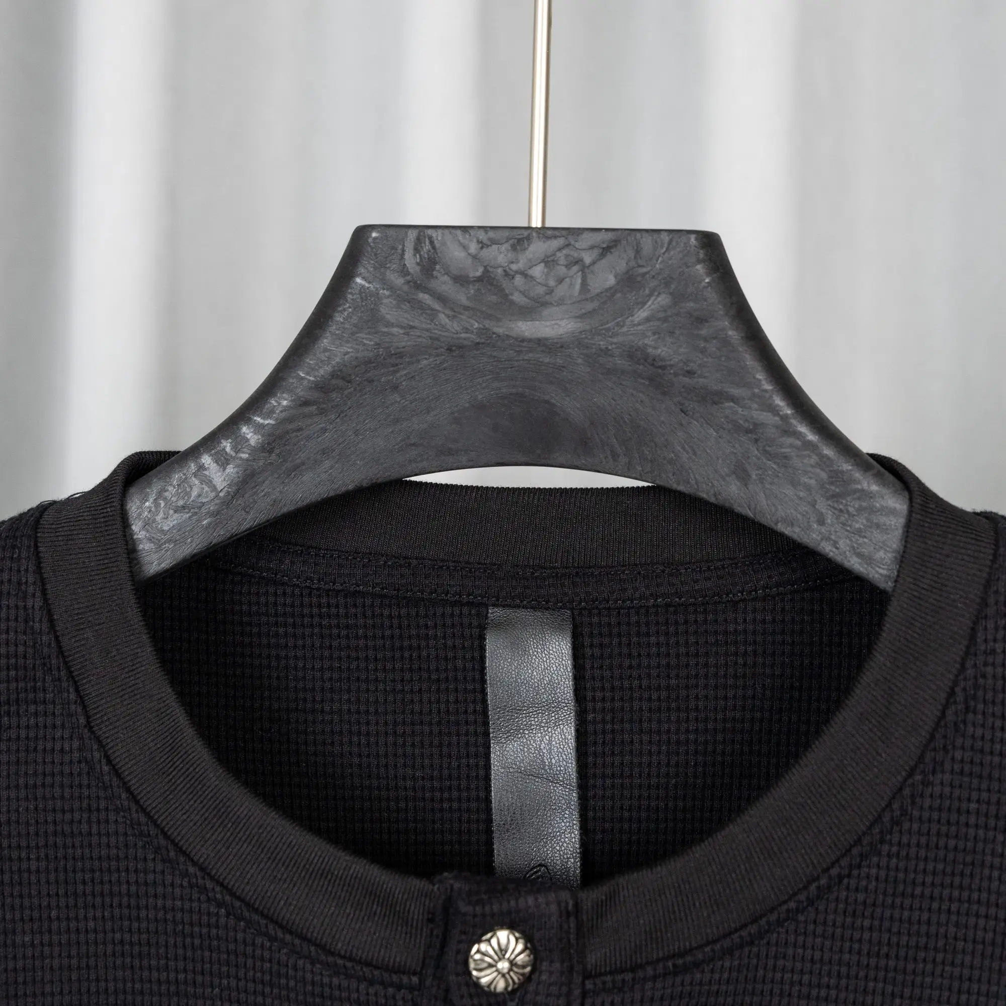 Chrome Hearts Waffle-Knit Henley Long-Sleeve Top D20019747 — view 15
