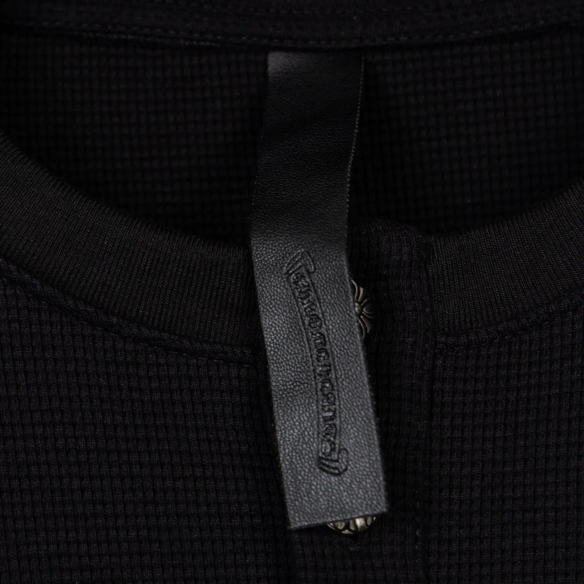Chrome Hearts Waffle-Knit Henley Long-Sleeve Top D20019751 — view 9