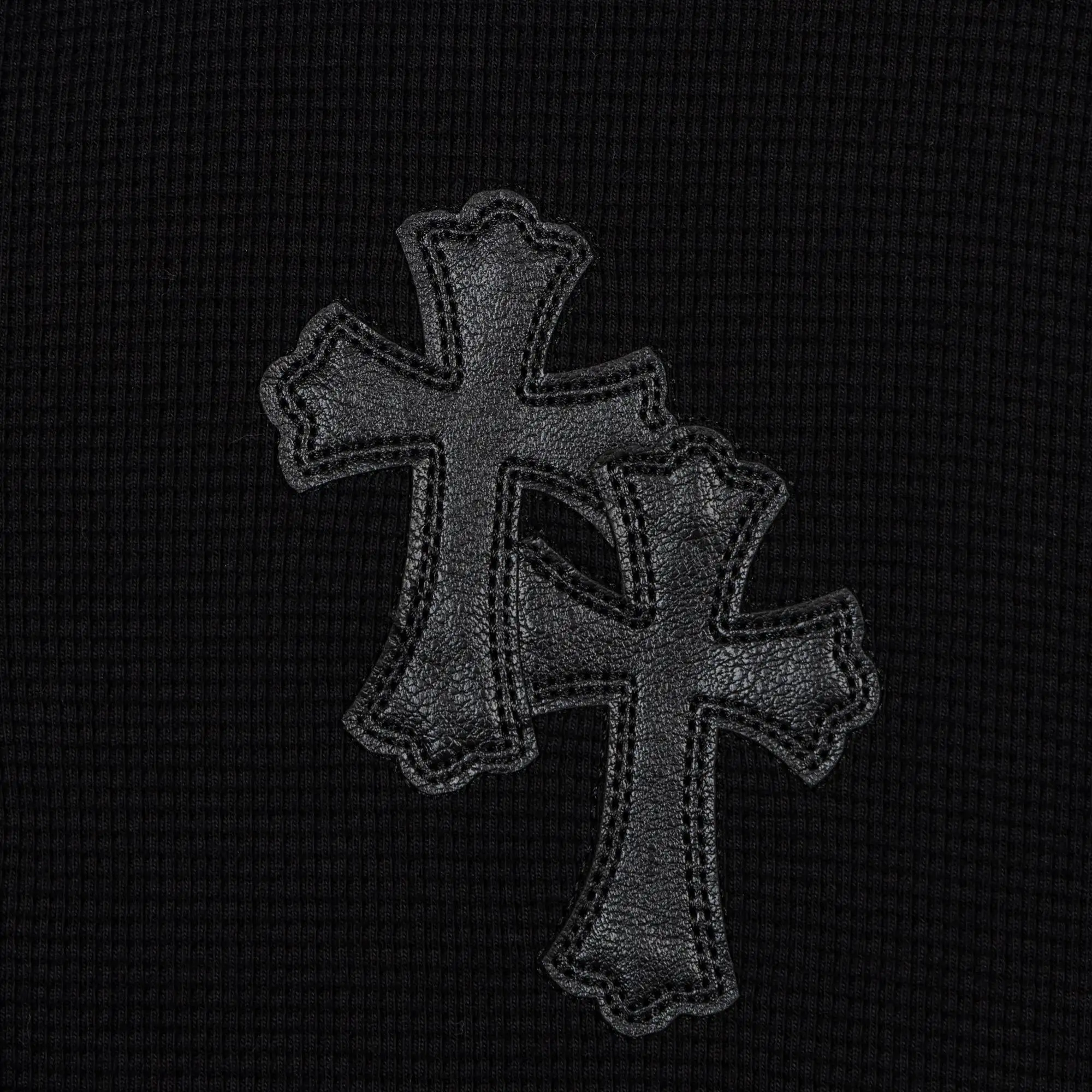 Chrome Hearts Waffle-Knit Henley Long-Sleeve Top D20019751 — view 16