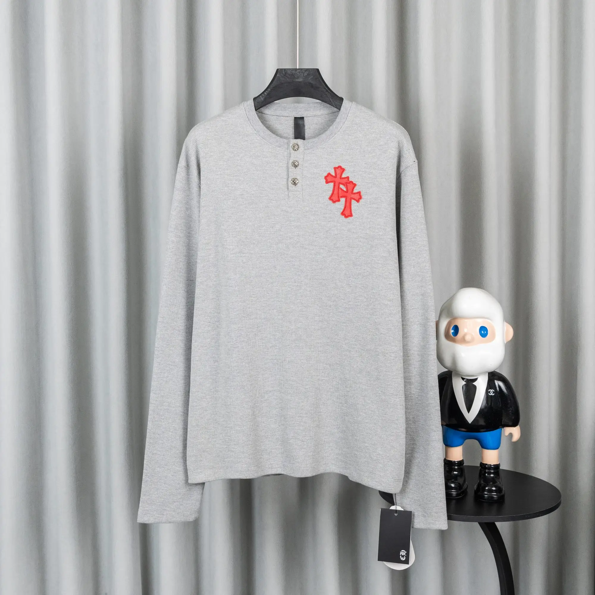 Chrome Hearts Waffle-Knit Long-Sleeve Henley D20019748