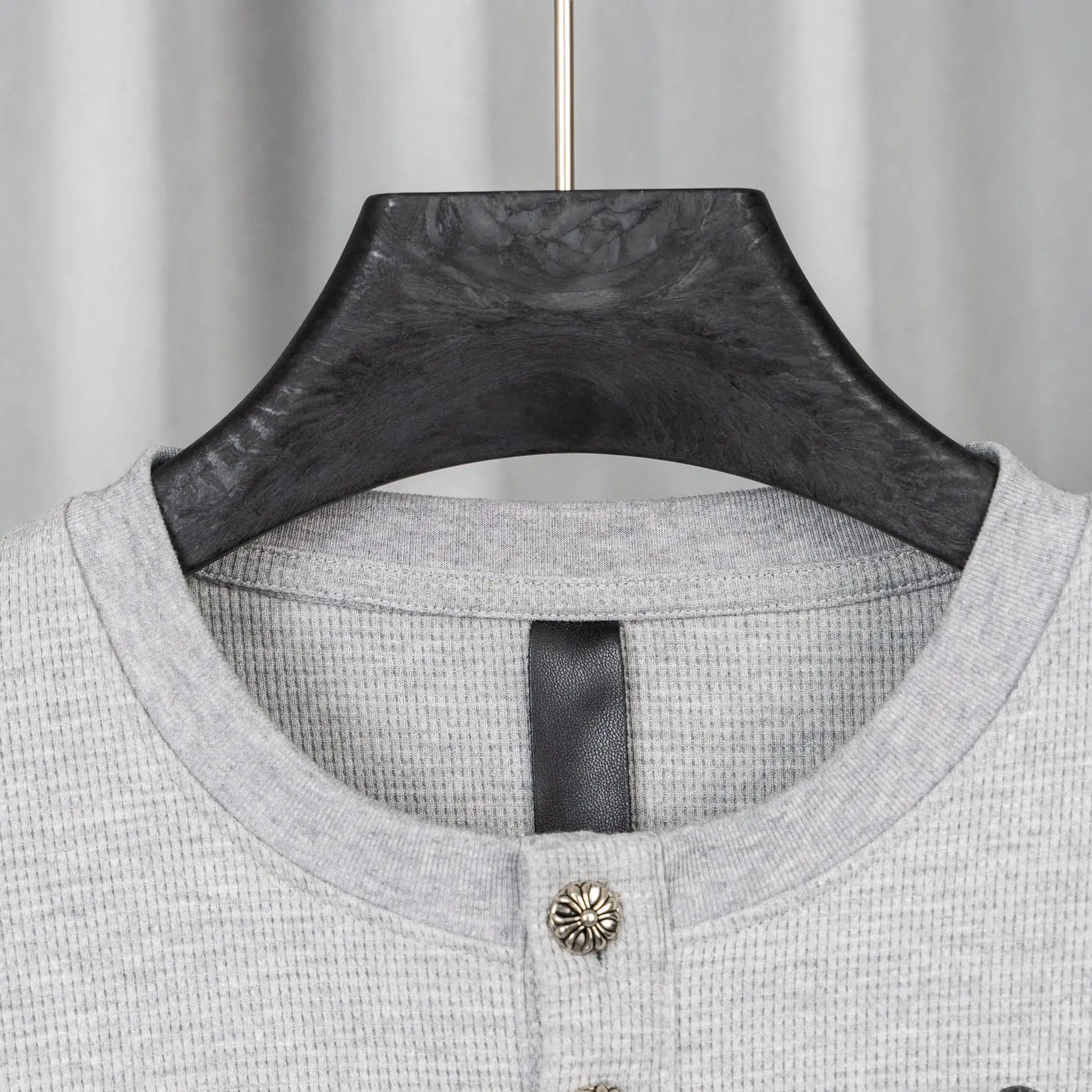 Chrome Hearts Waffle-Knit Henley Long Sleeve Top D20019752 — view 4