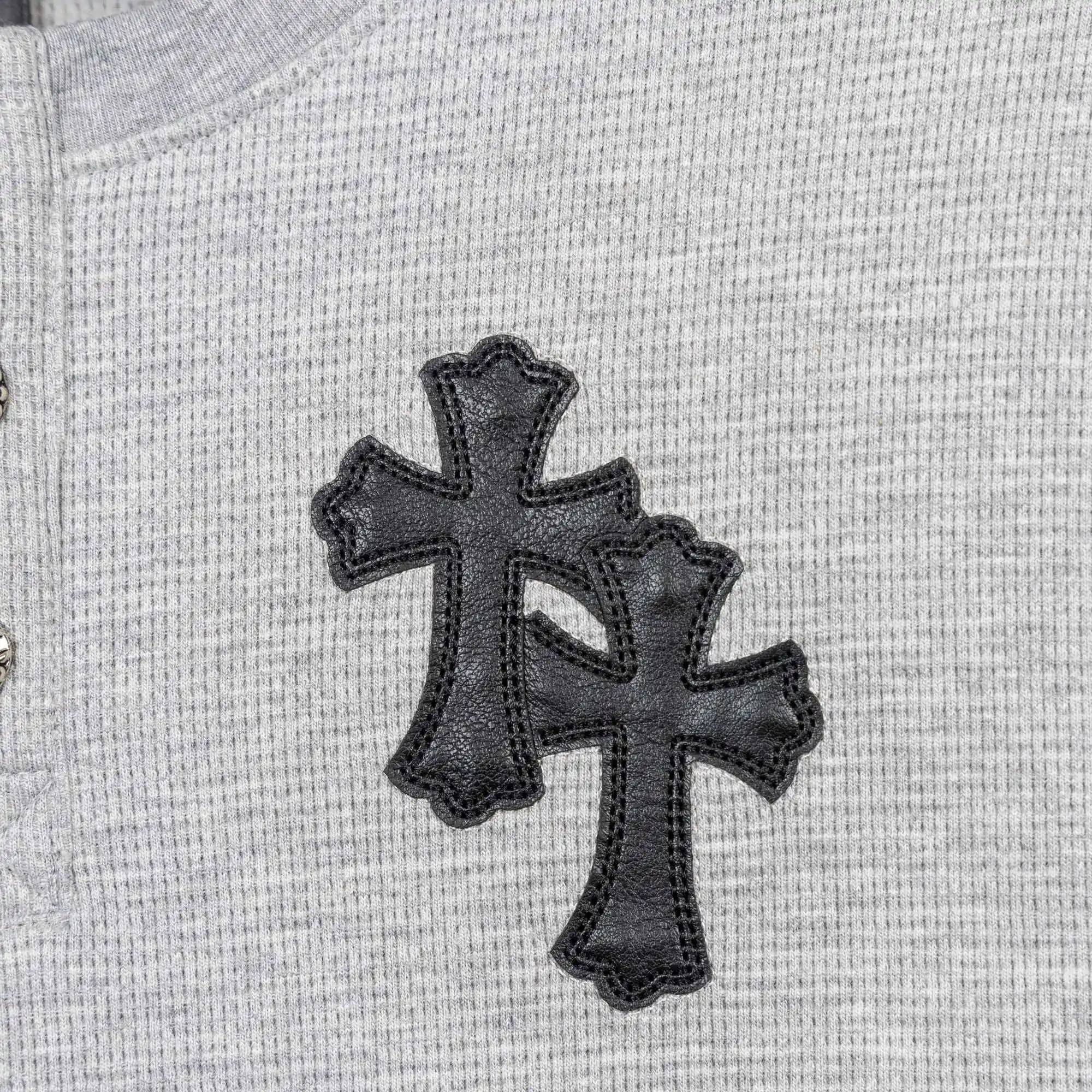 Chrome Hearts Waffle-Knit Henley Long Sleeve Top D20019752 — view 5