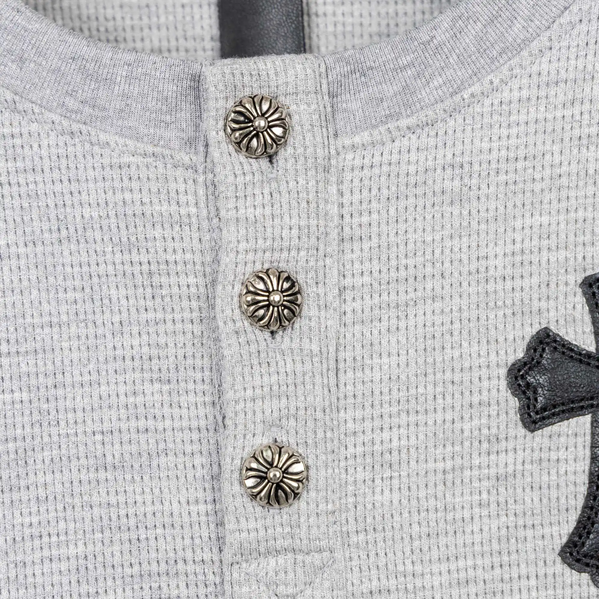Chrome Hearts Waffle-Knit Henley Long Sleeve Top D20019752 — view 6