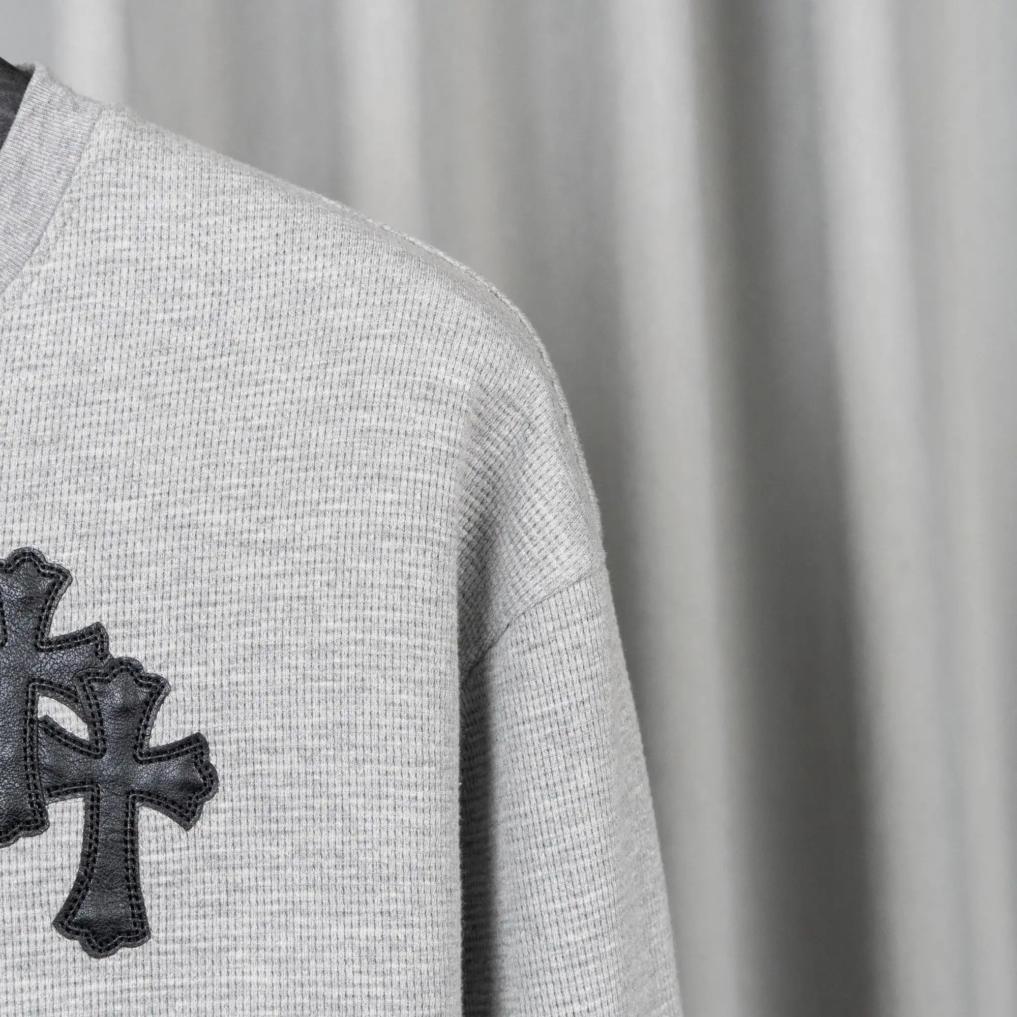 Chrome Hearts Waffle-Knit Henley Long Sleeve Top D20019752 — view 8