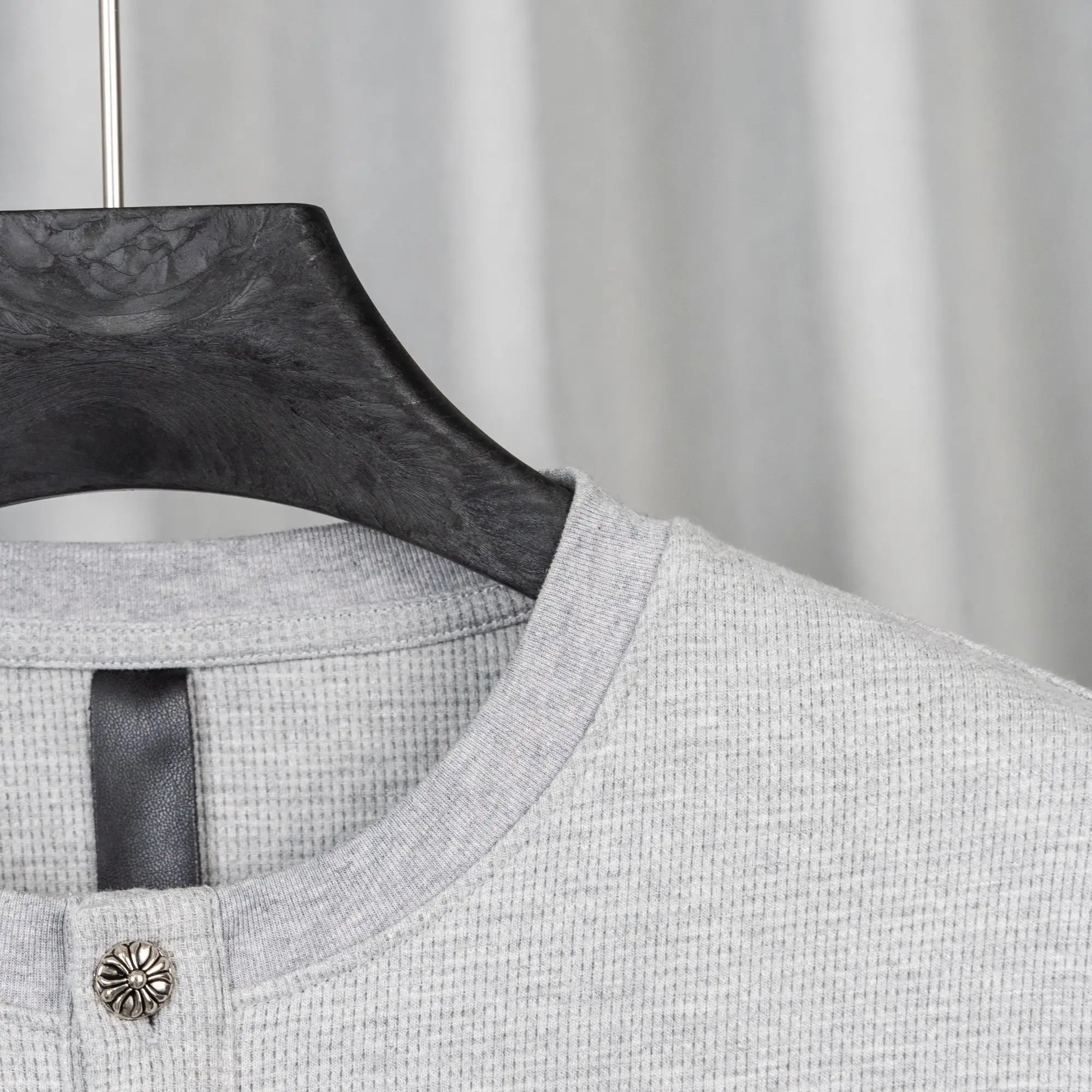 Chrome Hearts Waffle-Knit Henley Long Sleeve Top D20019752 — view 9