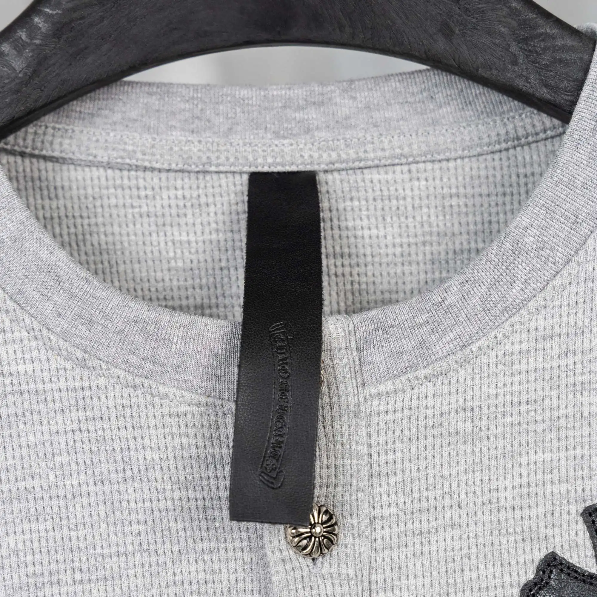 Chrome Hearts Waffle-Knit Henley Long Sleeve Top D20019752 — view 10