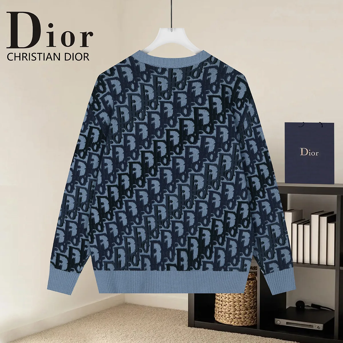 Oblique Jacquard Crew-Neck Sweater D20019796 — view 2