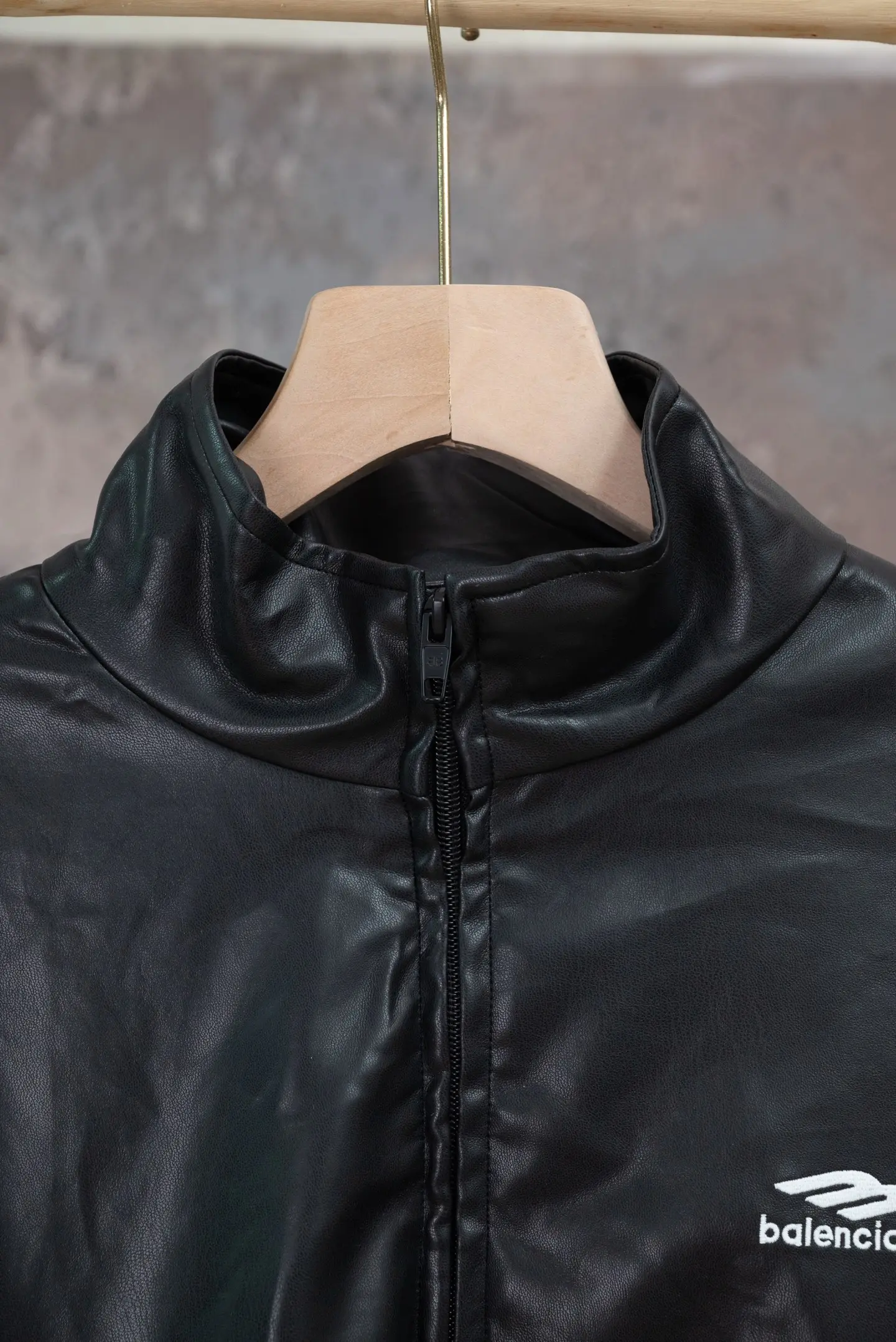 3B Logo Embroidered Faux Leather Track Jacket D22519788 — view 3