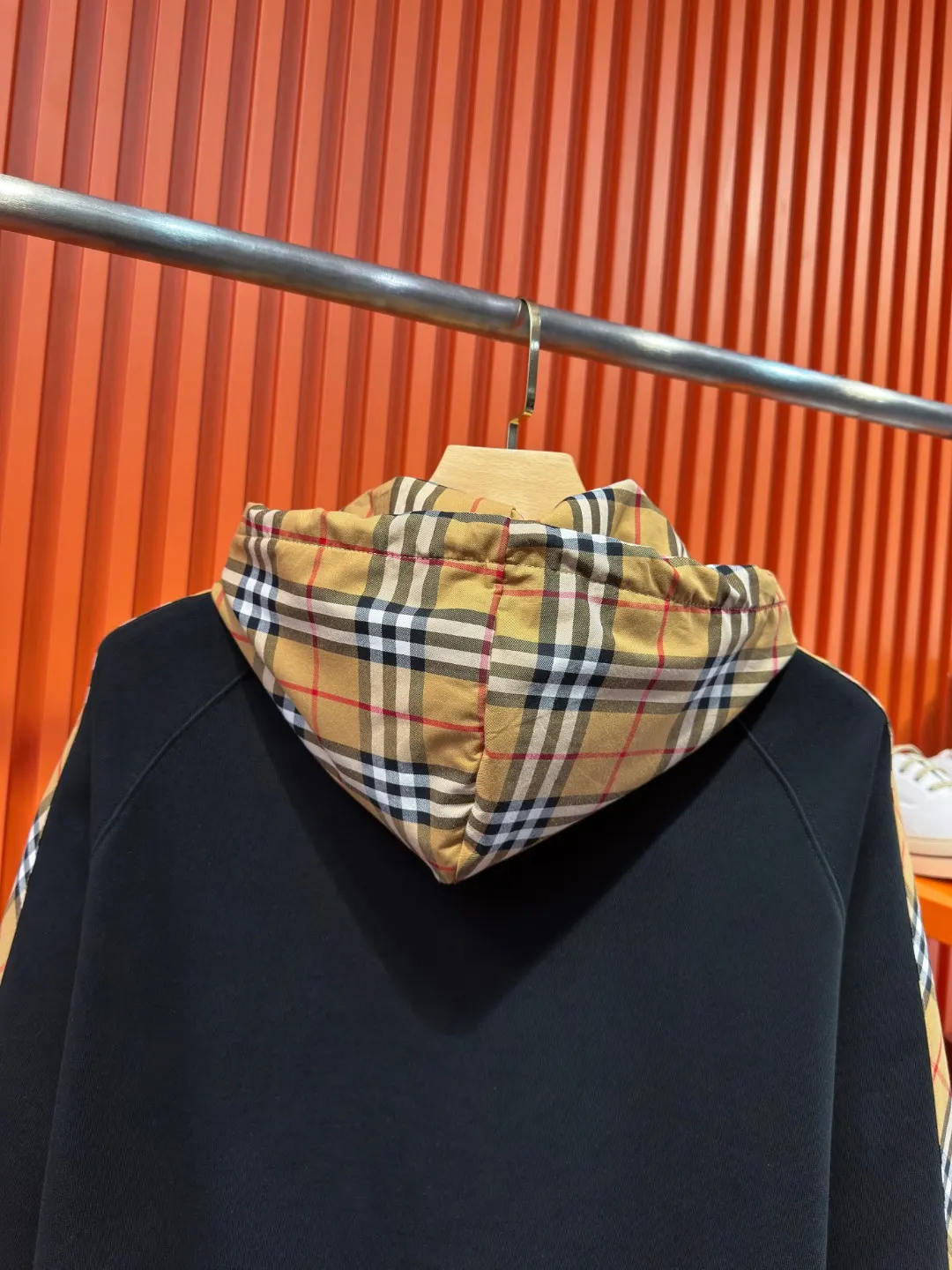 Vintage Check Panel Cotton Blend Zip Hoodie D23519721 — view 9