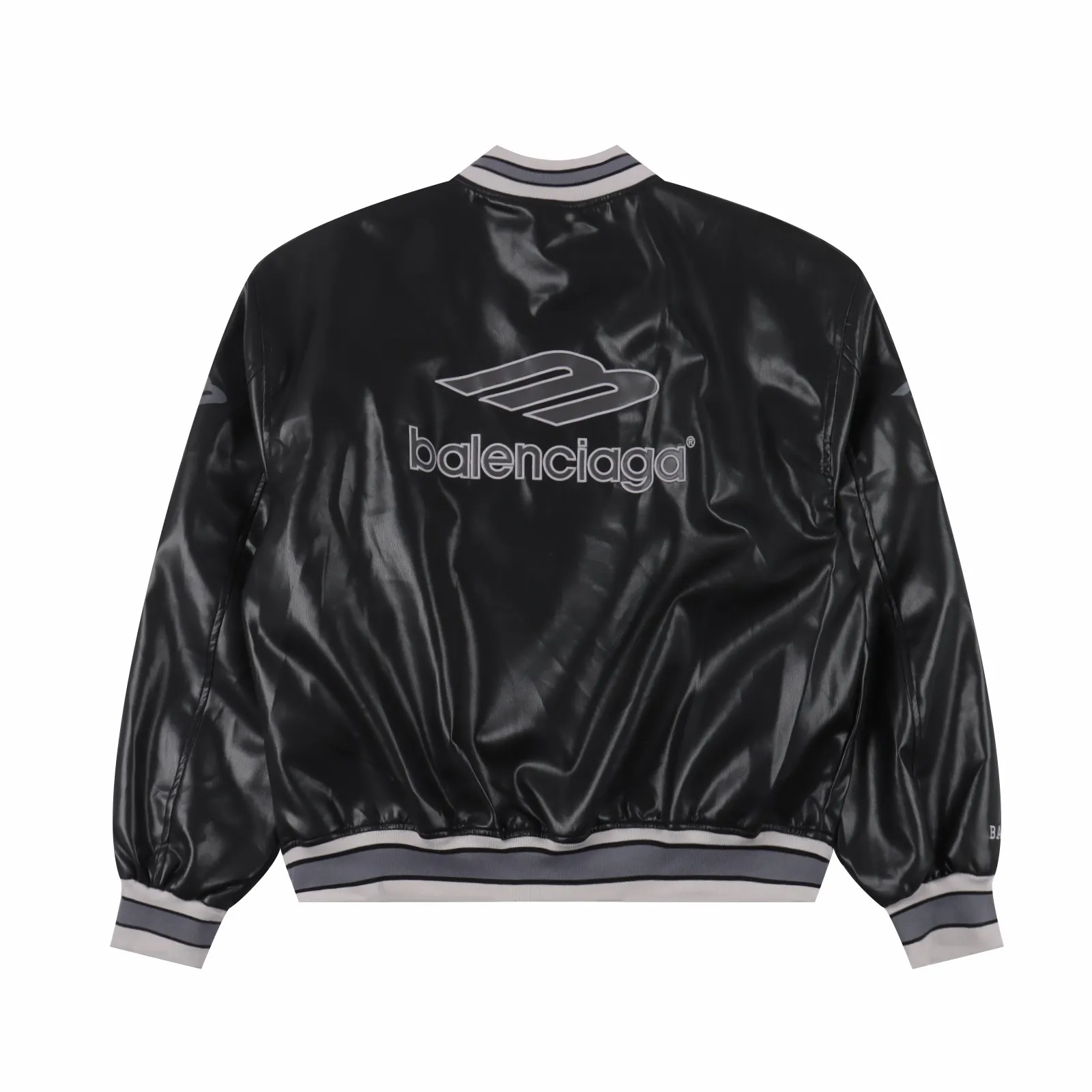 Embroidered Faux Leather Bomber Jacket D24019793 — view 2