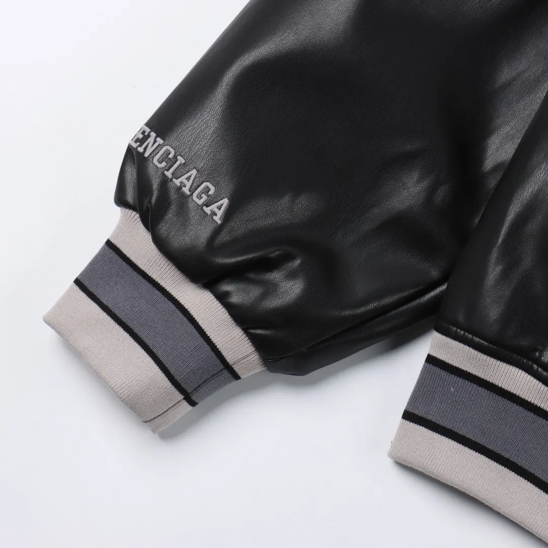 Embroidered Faux Leather Bomber Jacket D24019793 — view 6