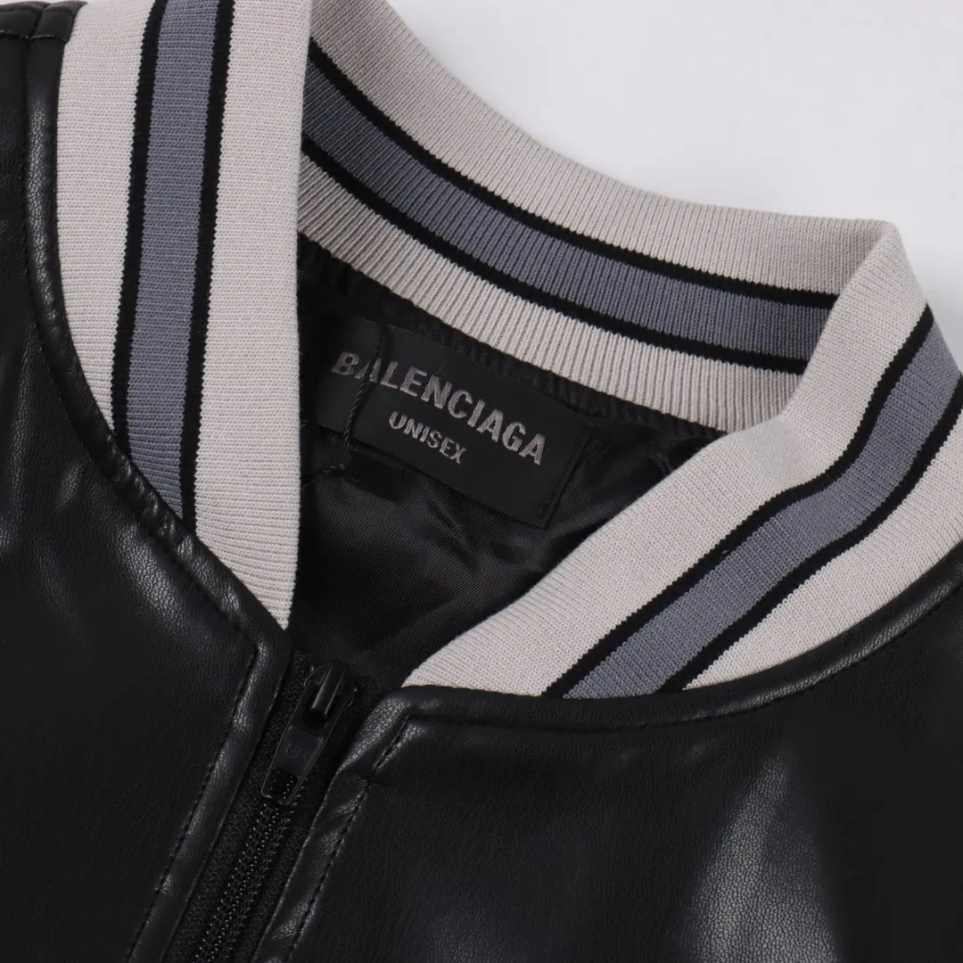 Embroidered Faux Leather Bomber Jacket D24019793 — view 7