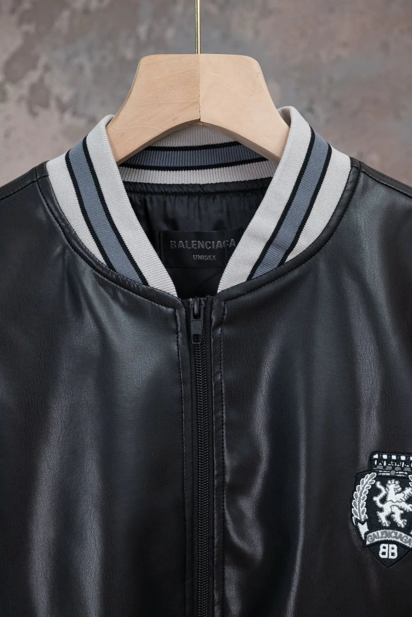 Embroidered Faux Leather Bomber Jacket D24019794 — view 3