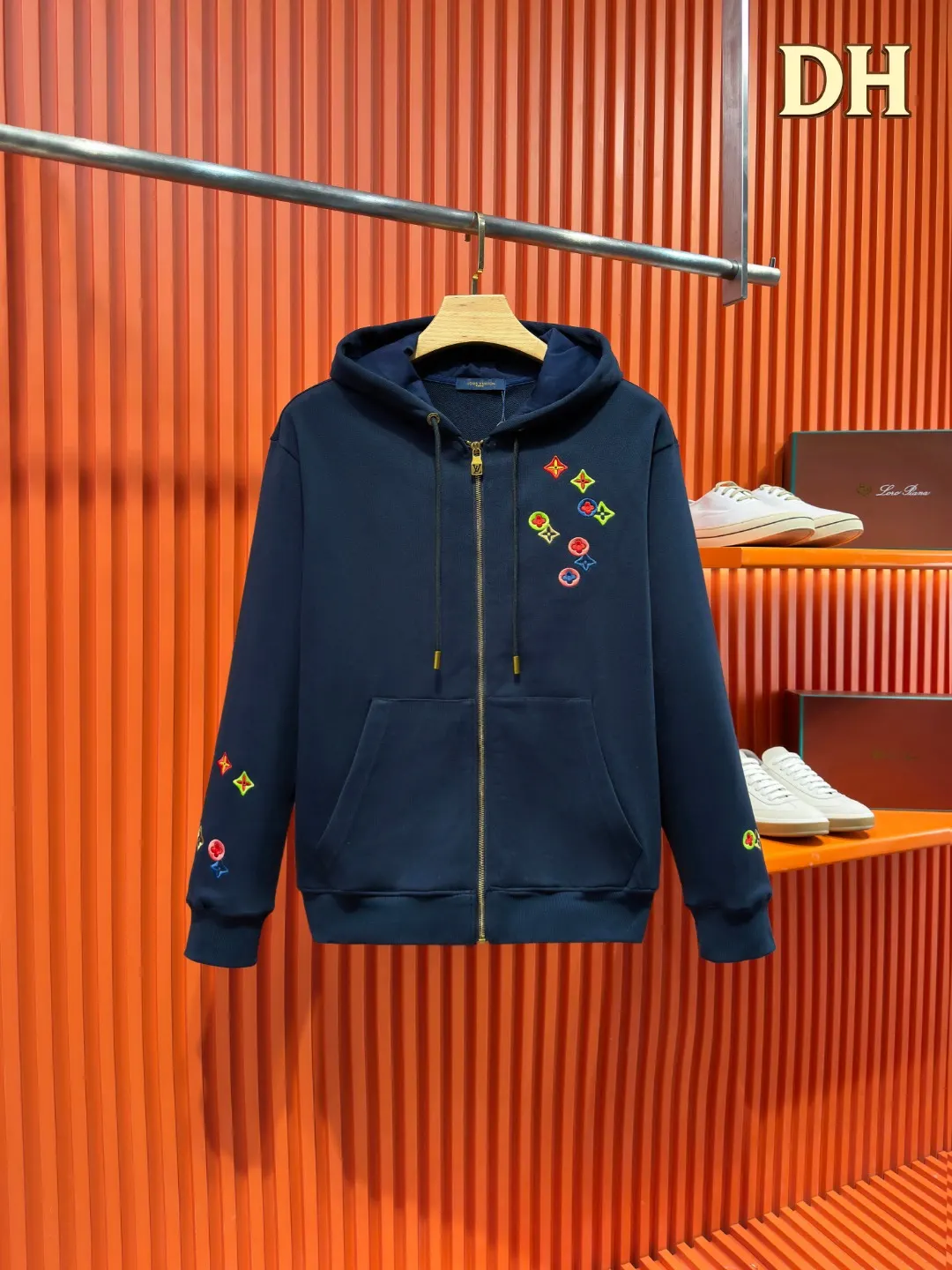 Embroidered Monogram Zip-Up Hoodie D24519723