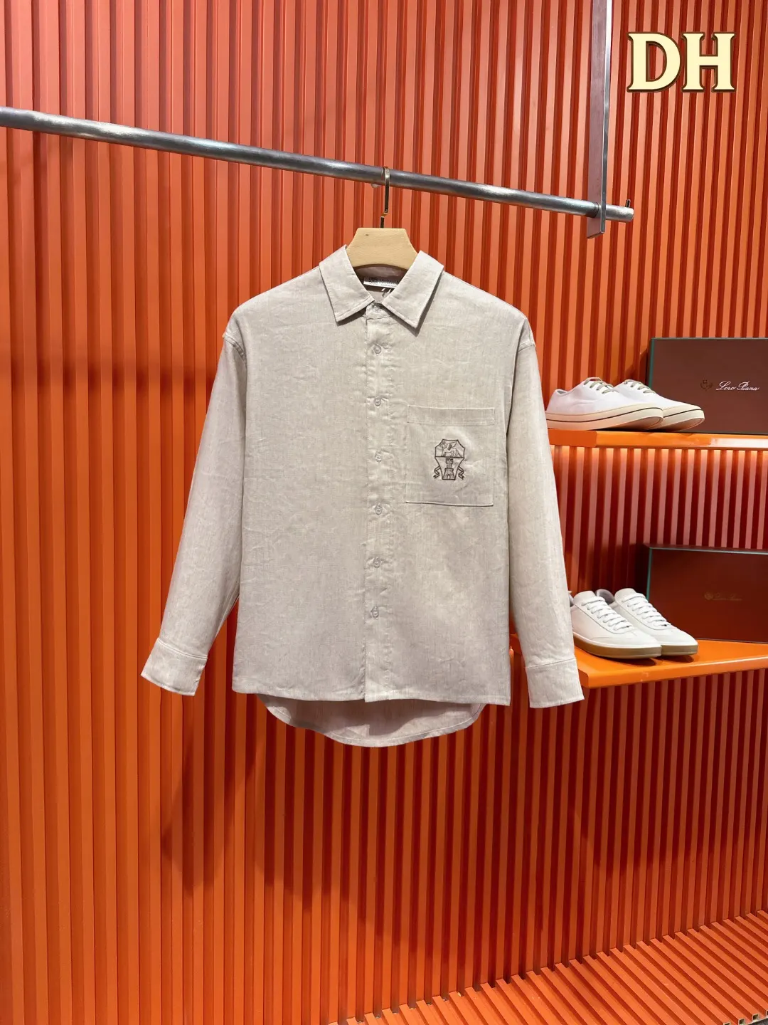 Embroidered Tencel-Linen Shirt and Trousers Set D41019719 — view 3