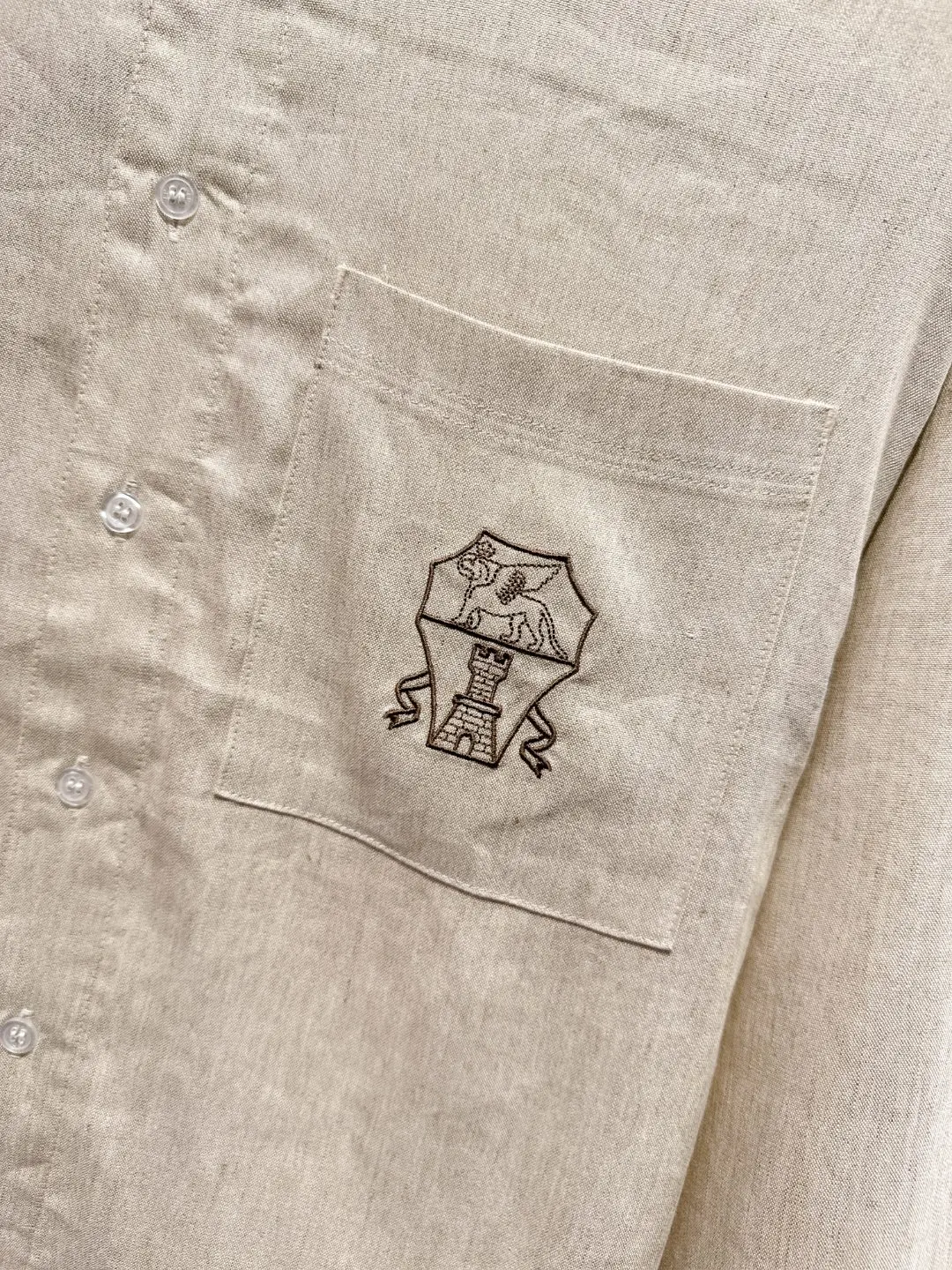 Embroidered Tencel-Linen Shirt and Trousers Set D41019719 — view 9