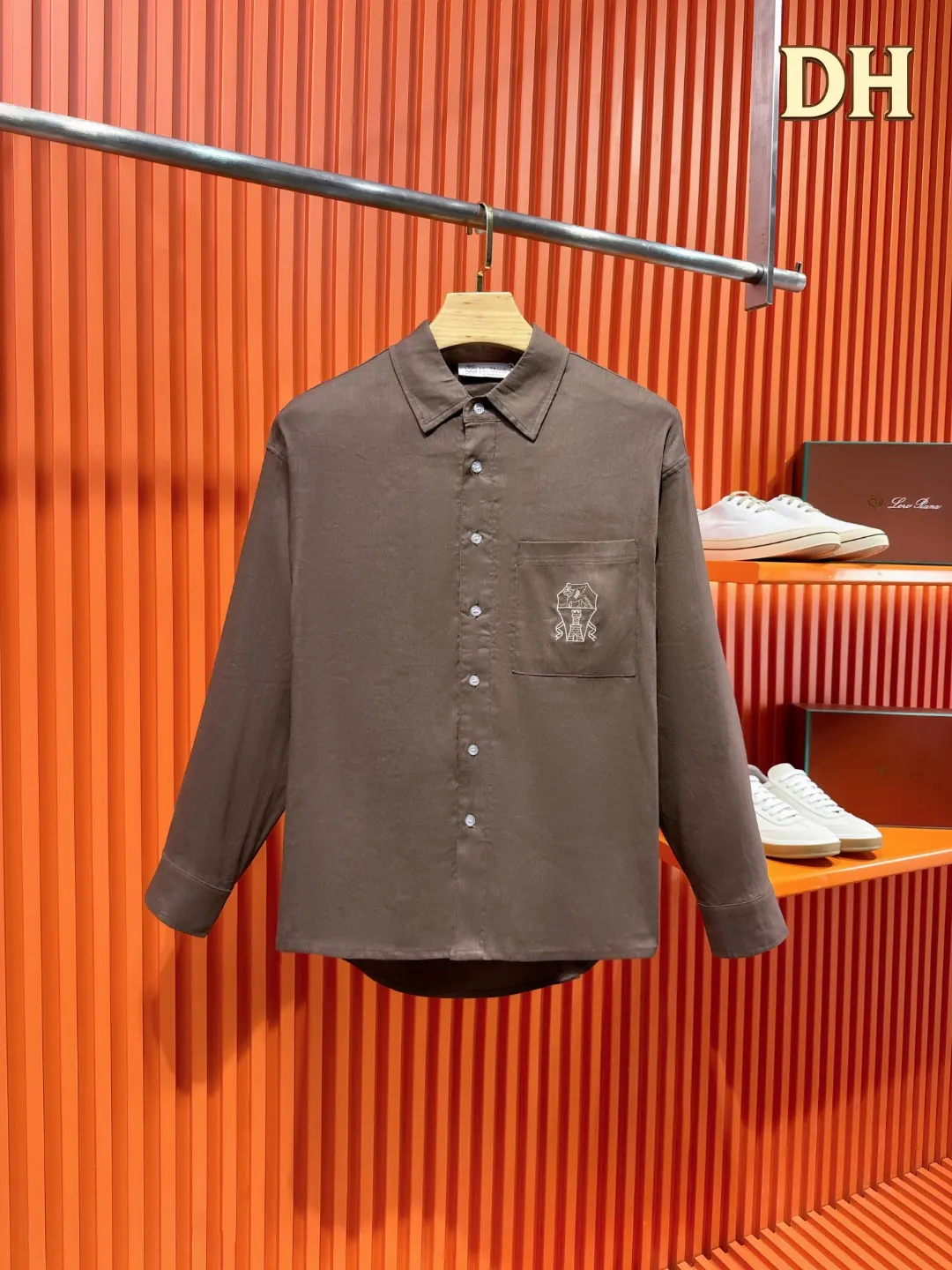Embroidered Tencel-Linen Shirt and Trousers Set D41019720 — view 3