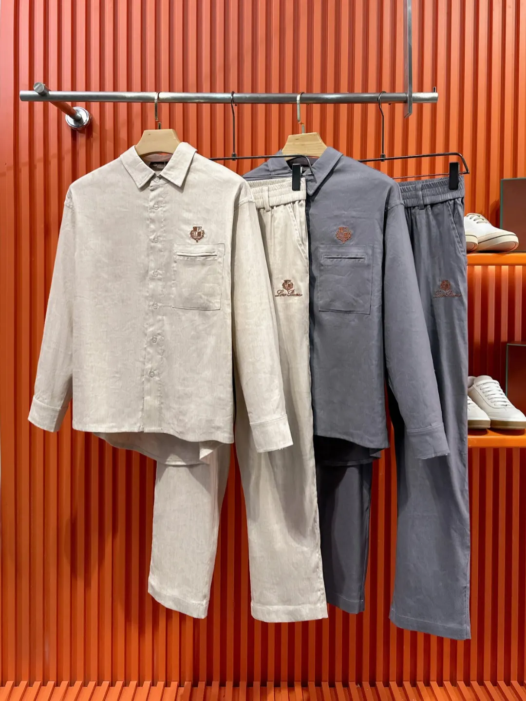 Linen and Tencel Blend Shirt and Trousers Set D41019717