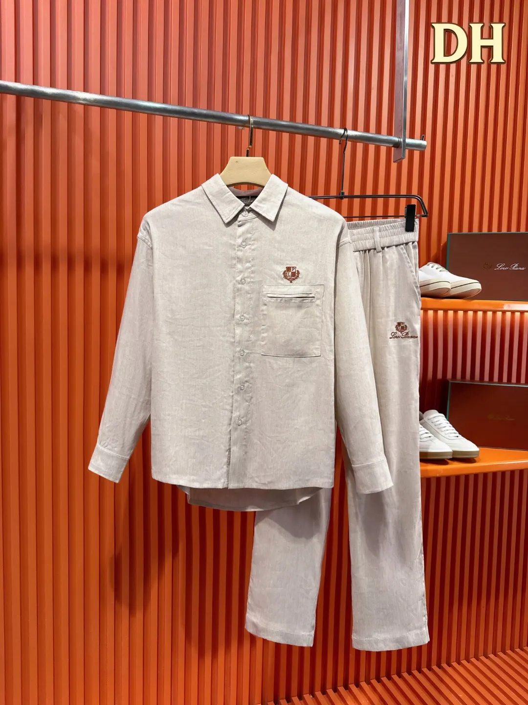 Linen and Tencel Blend Shirt and Trousers Set D41019717 — view 2