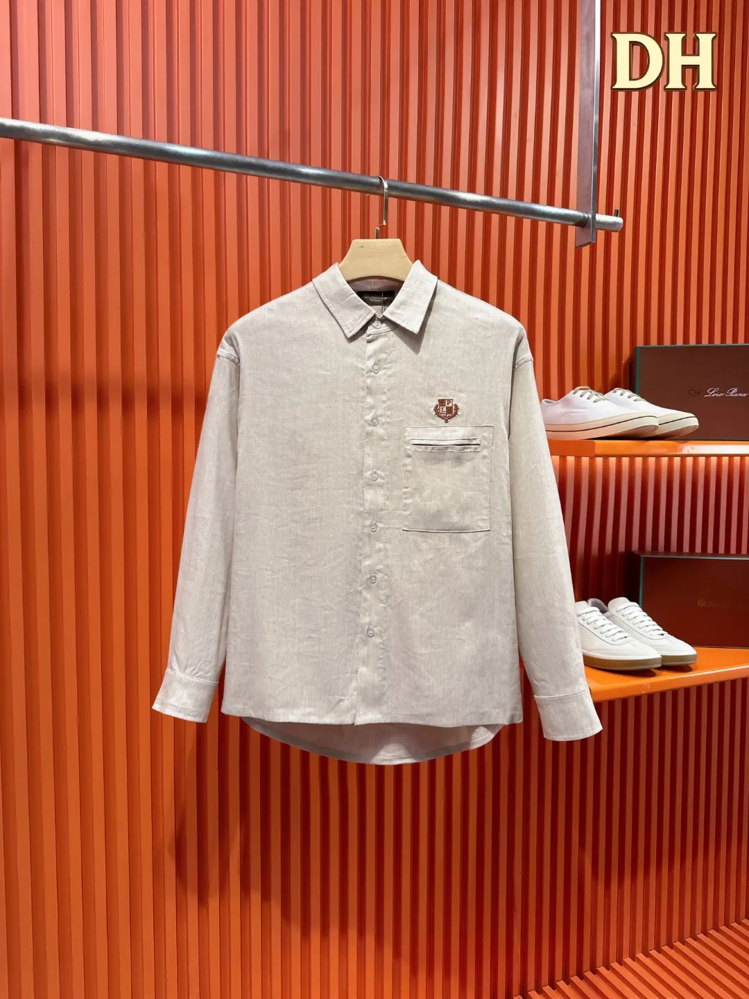 Linen and Tencel Blend Shirt and Trousers Set D41019717 — view 3