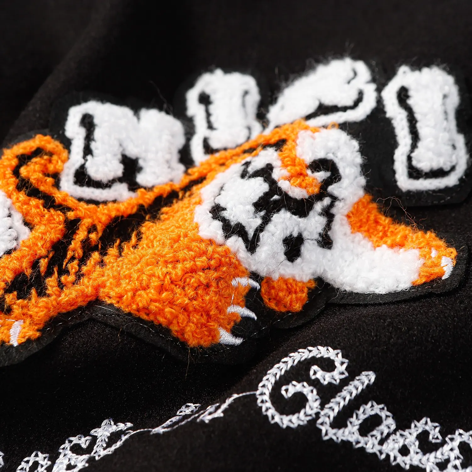 Tiger Embroidered Leather-Sleeved Varsity Jacket D24522177 — view 3