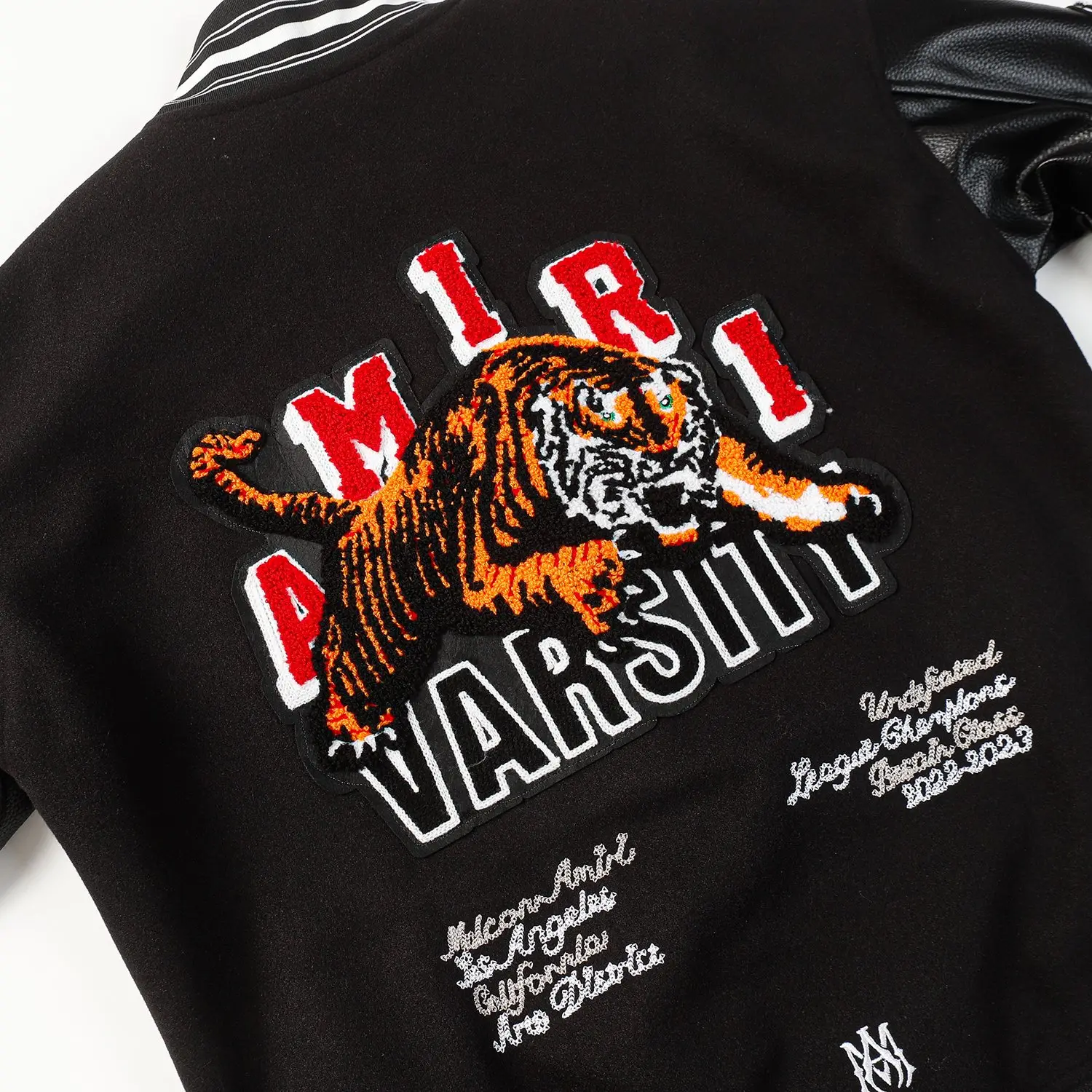 Tiger Embroidered Leather-Sleeved Varsity Jacket D24522177 — view 8