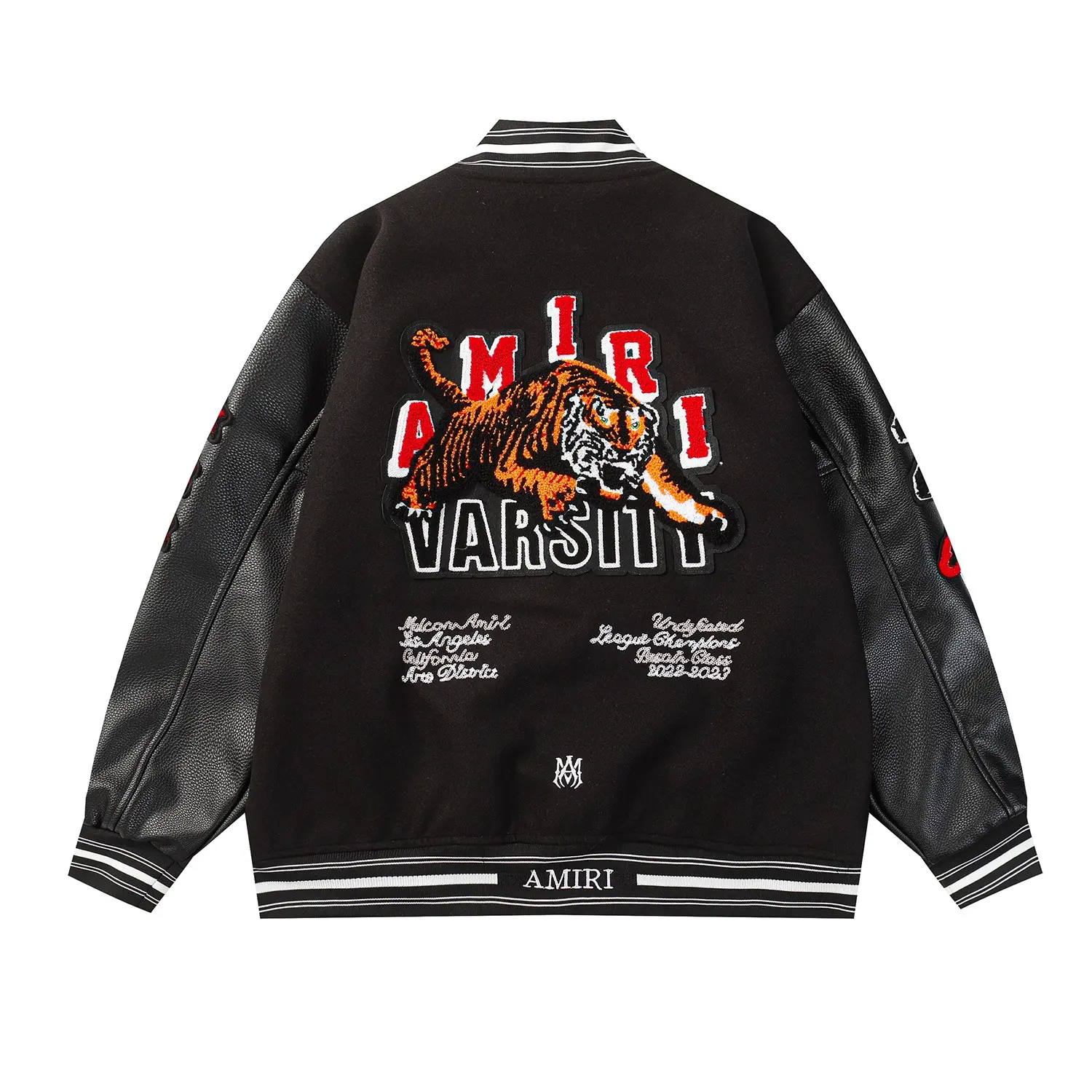 Tiger Embroidered Leather-Sleeved Varsity Jacket D24522177 — view 9