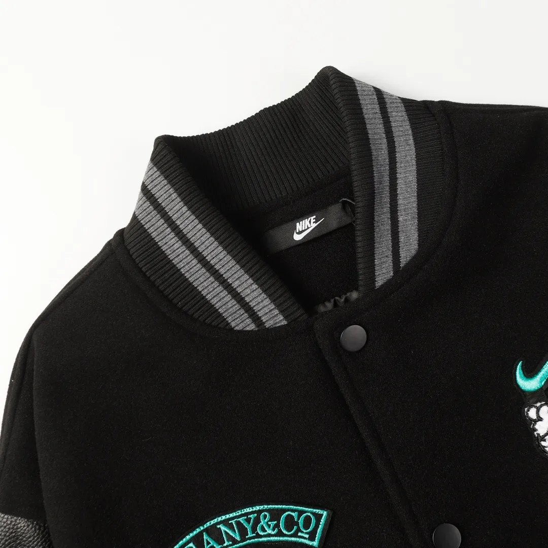 Embroidered Patch Leather-Sleeve Varsity Jacket D24522174 — view 2