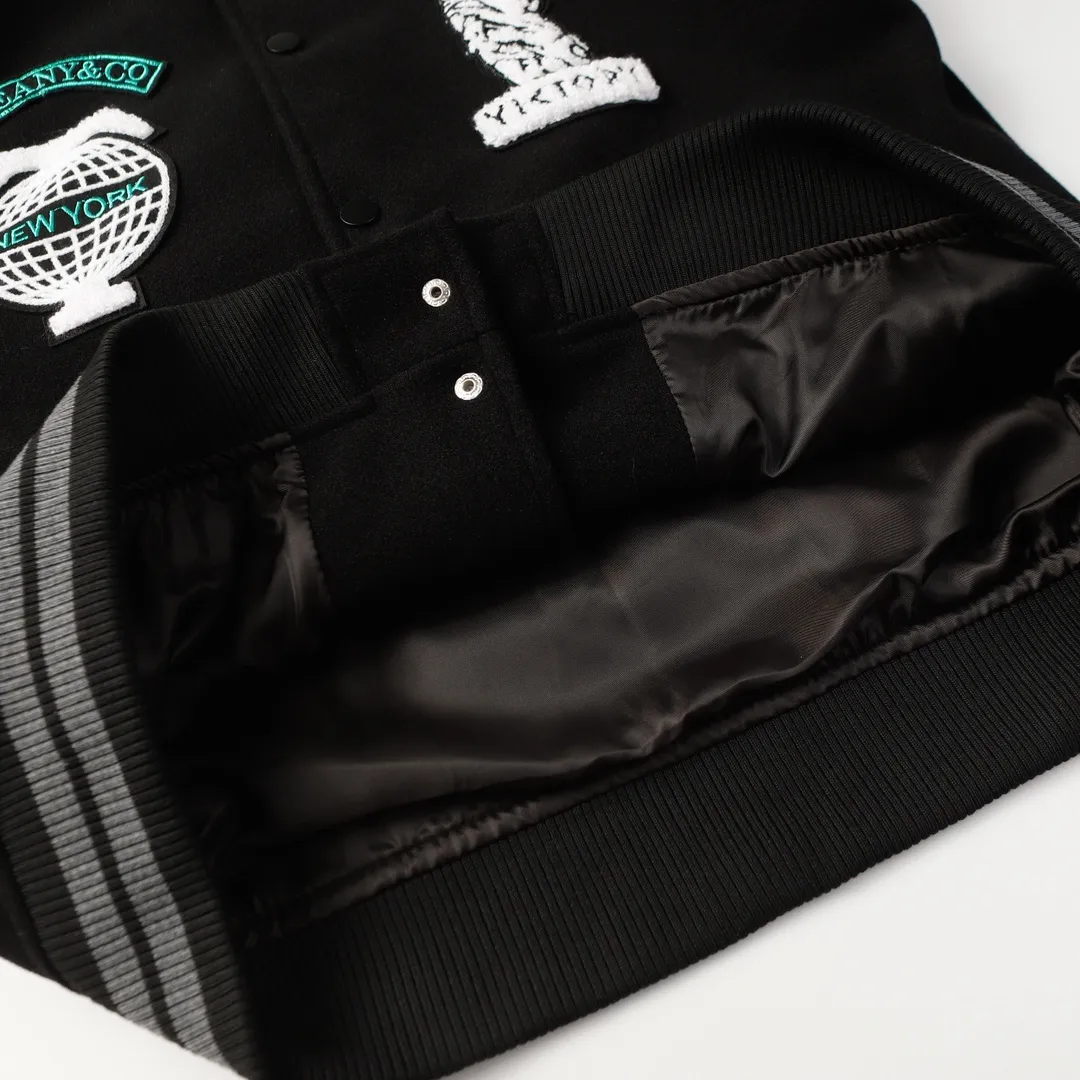 Embroidered Patch Leather-Sleeve Varsity Jacket D24522174 — view 4