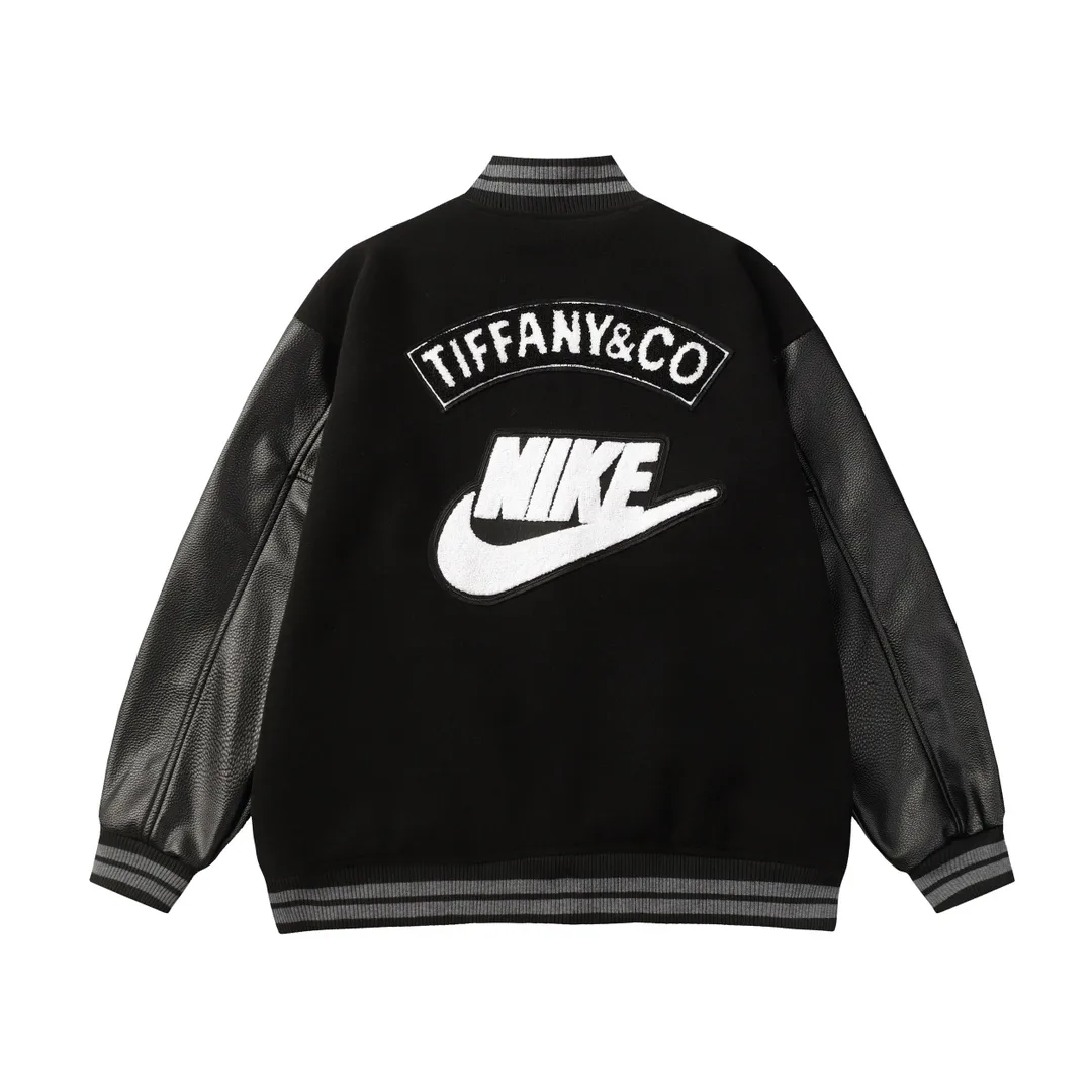 Embroidered Patch Leather-Sleeve Varsity Jacket D24522174 — view 9