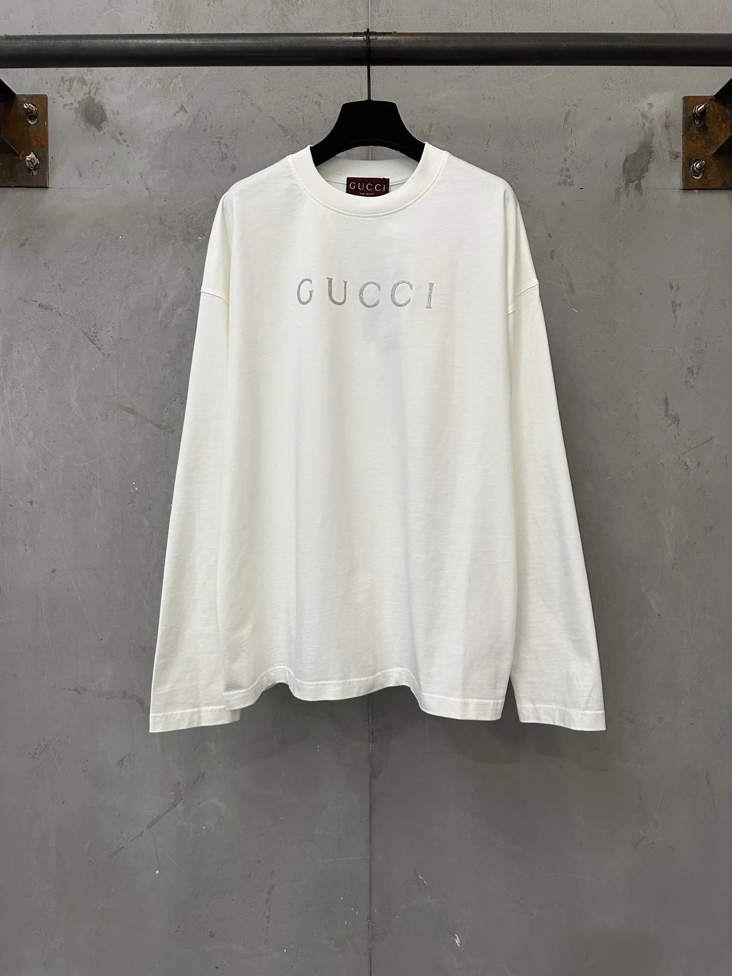 Glitter Logo Long-Sleeve Cotton T-Shirt D22022292
