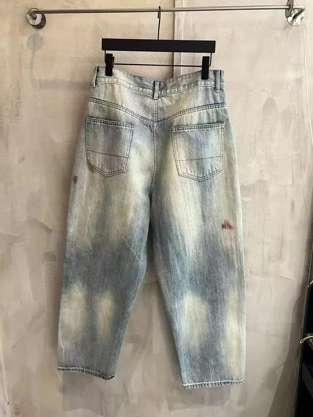 ANCELLM Distressed Patchwork Tapered Jeans D19520578 — view 2