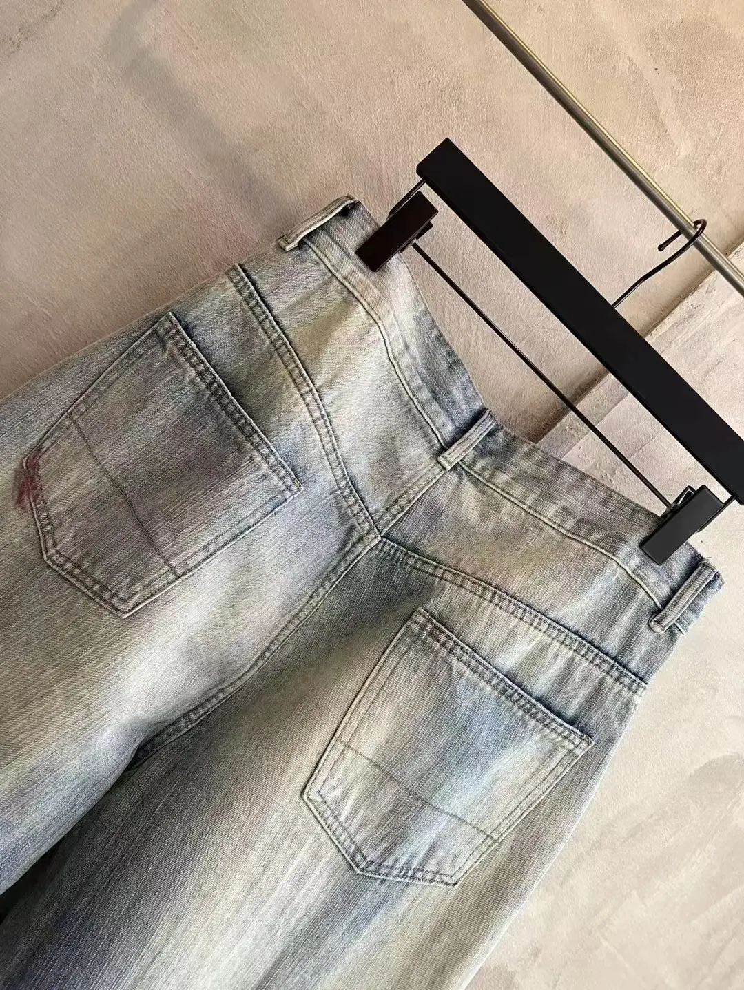 ANCELLM Distressed Patchwork Tapered Jeans D19520578 — view 5