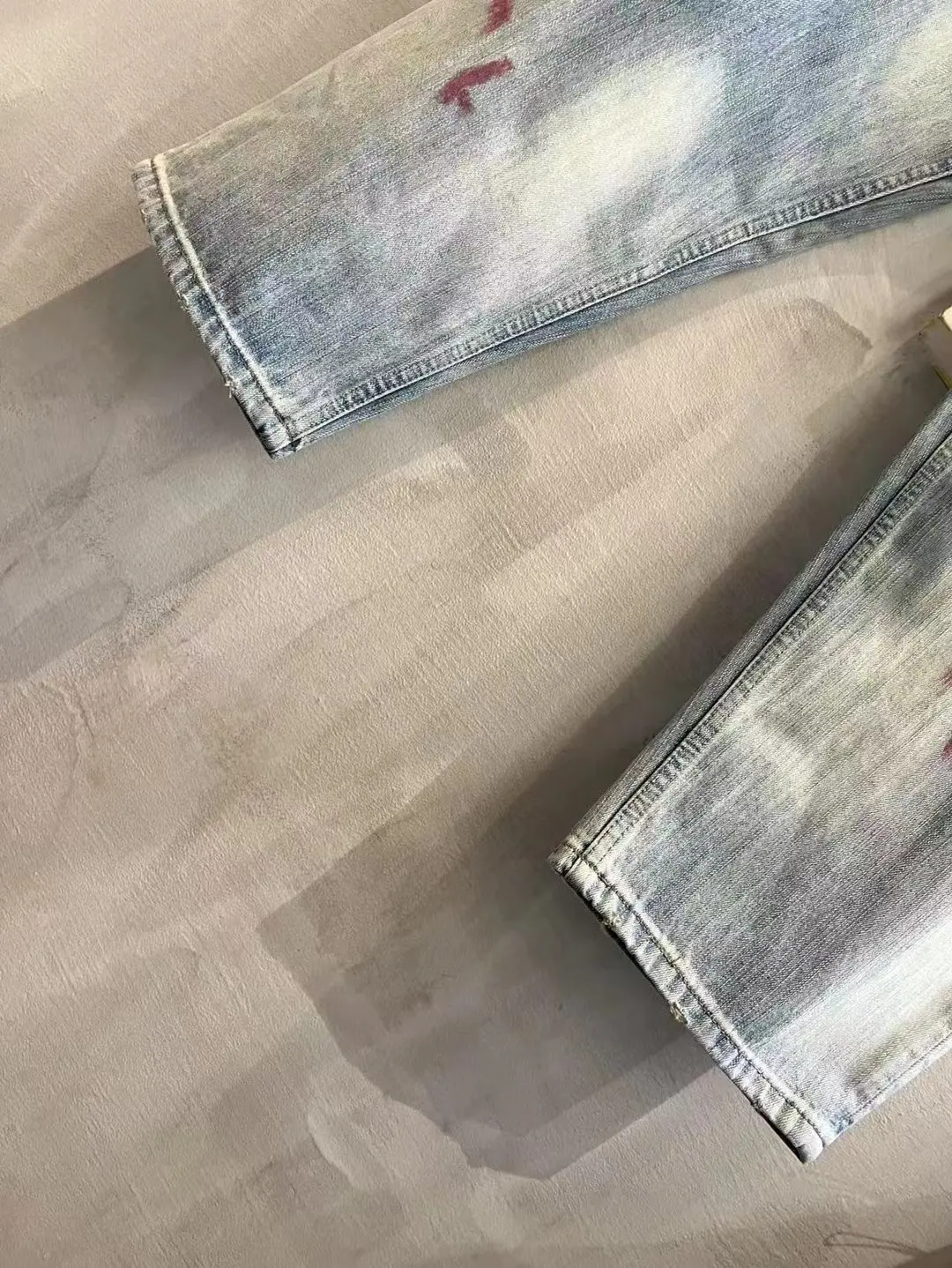 ANCELLM Distressed Patchwork Tapered Jeans D19520578 — view 6