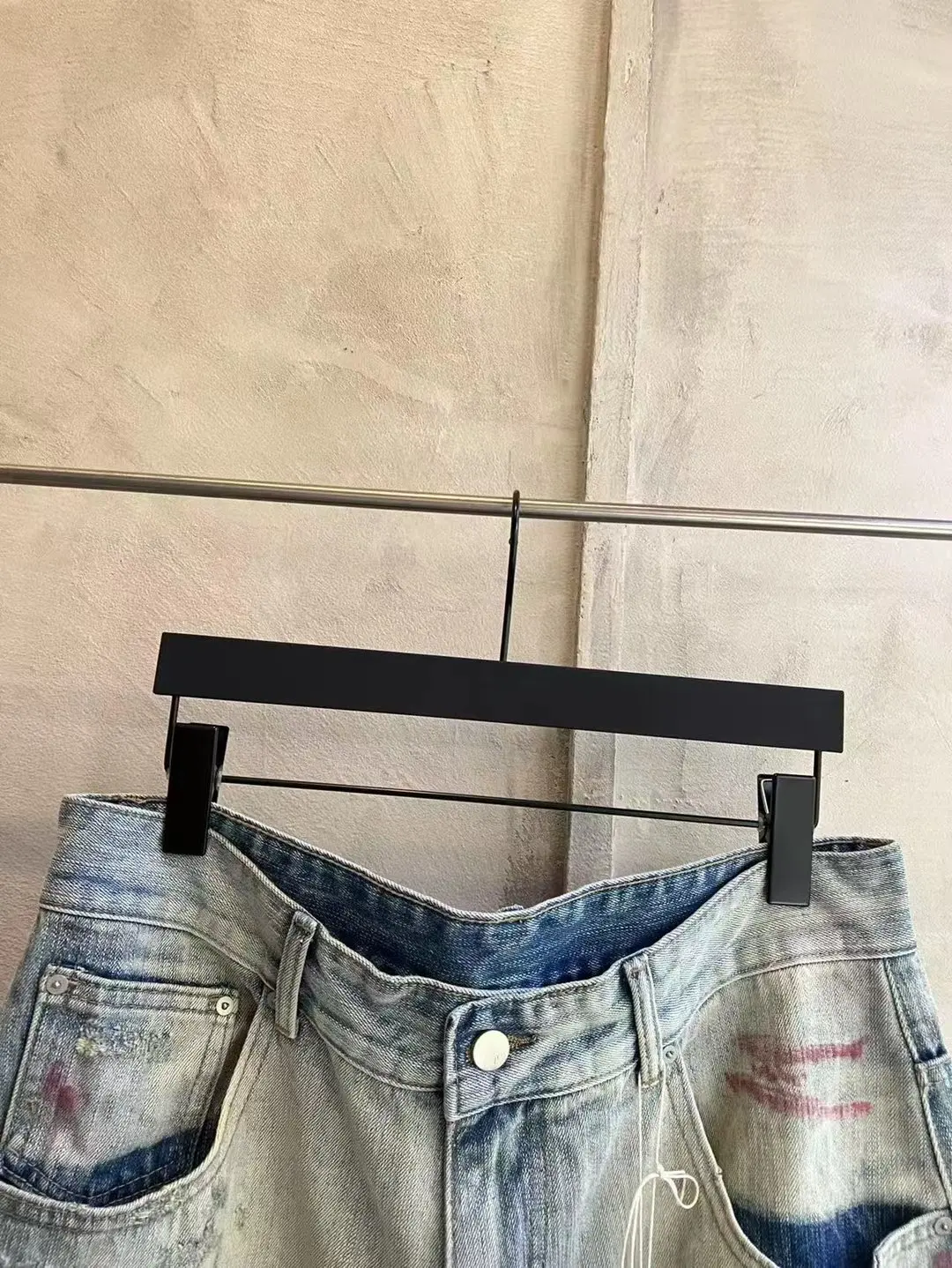 ANCELLM Distressed Patchwork Tapered Jeans D19520578 — view 7