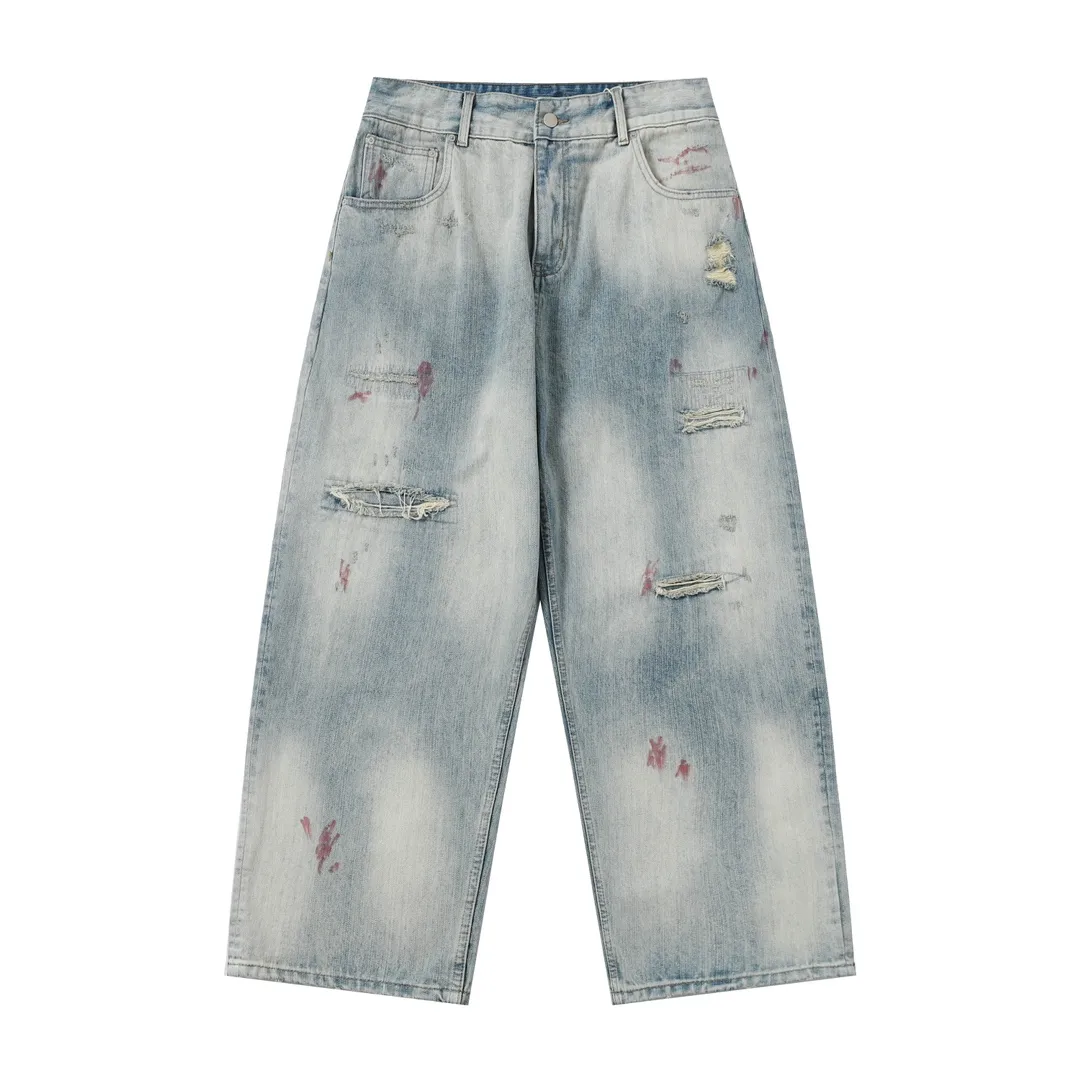 ANCELLM Distressed Patchwork Tapered Jeans D19520578 — view 10