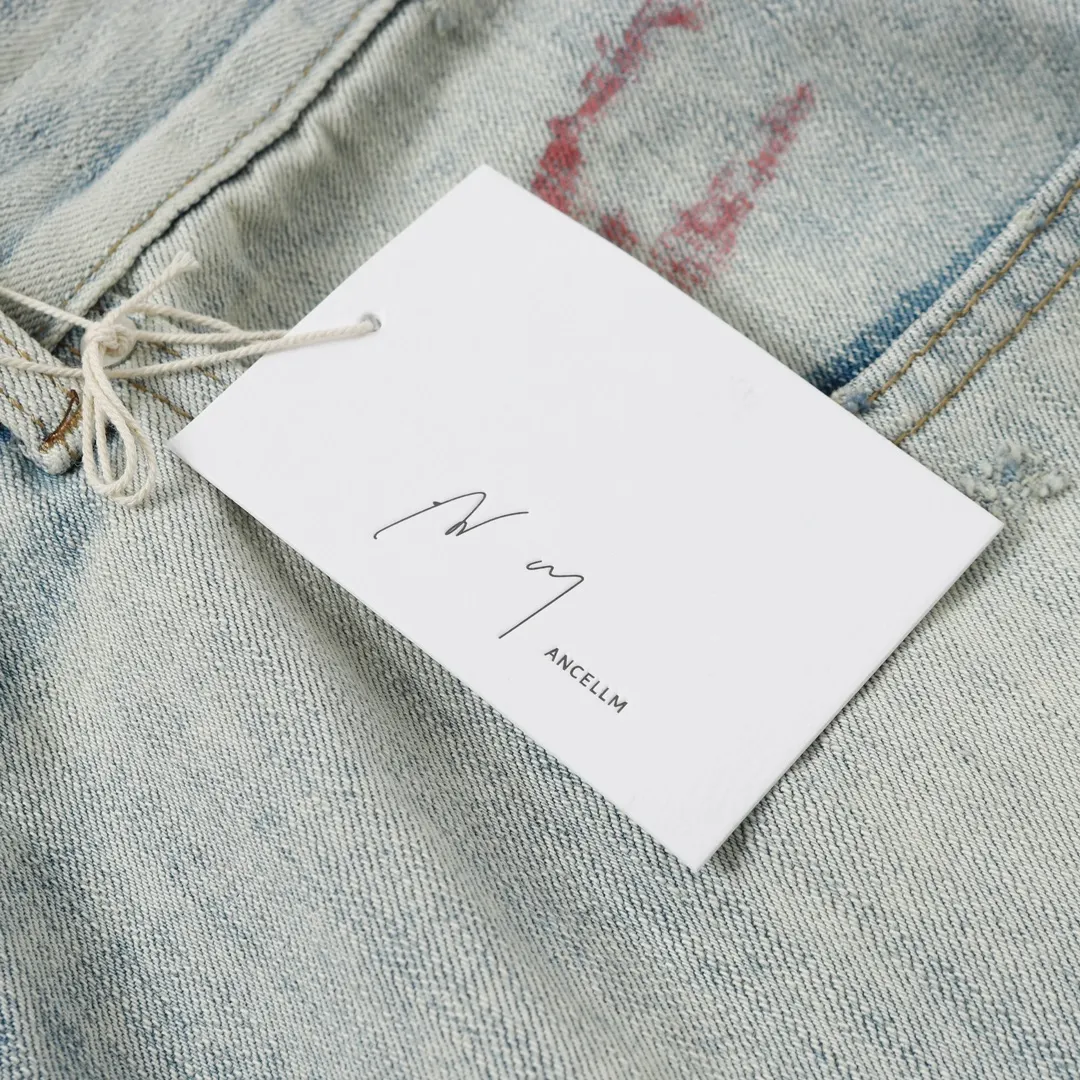 ANCELLM Distressed Patchwork Tapered Jeans D19520578 — view 15