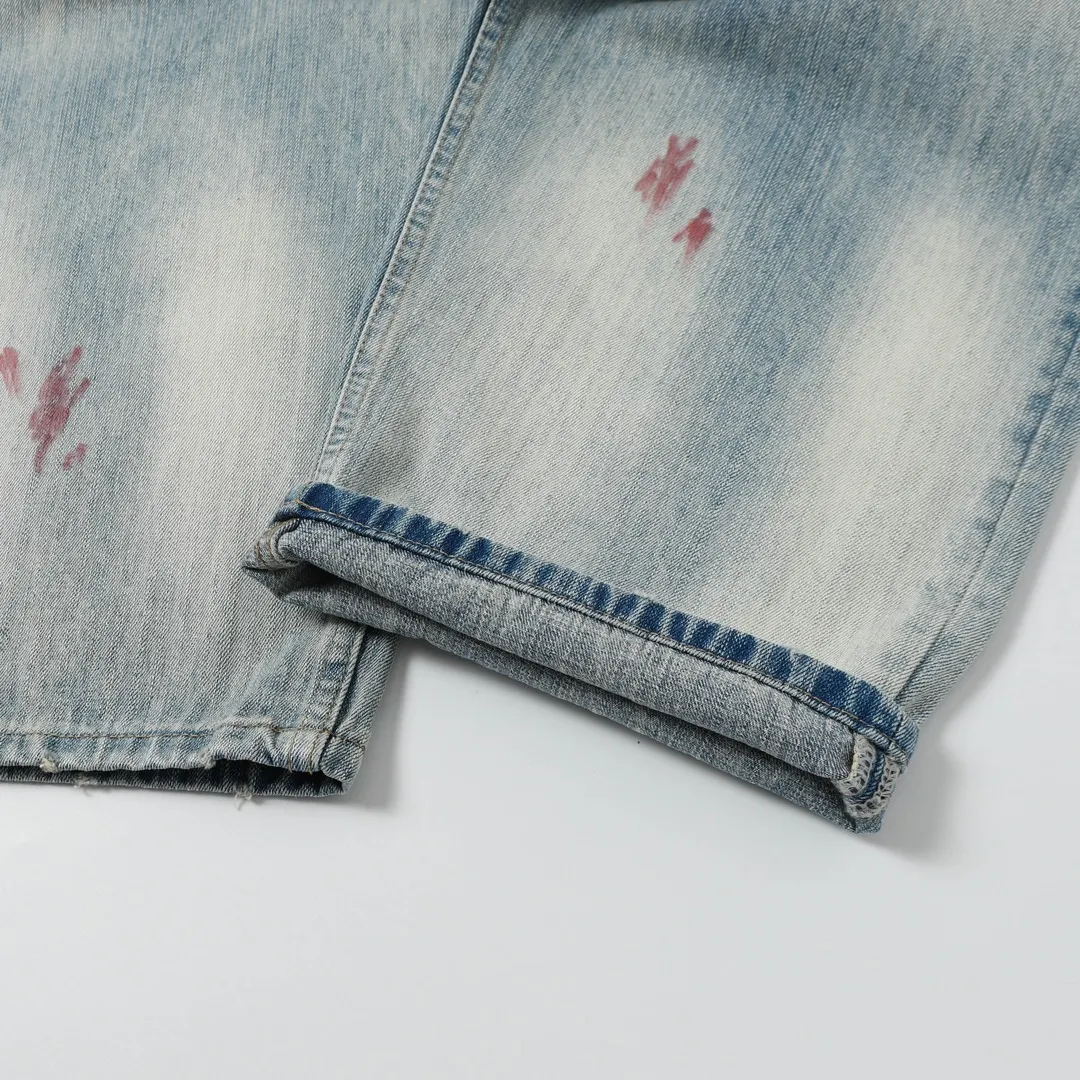 ANCELLM Distressed Patchwork Tapered Jeans D19520578 — view 16