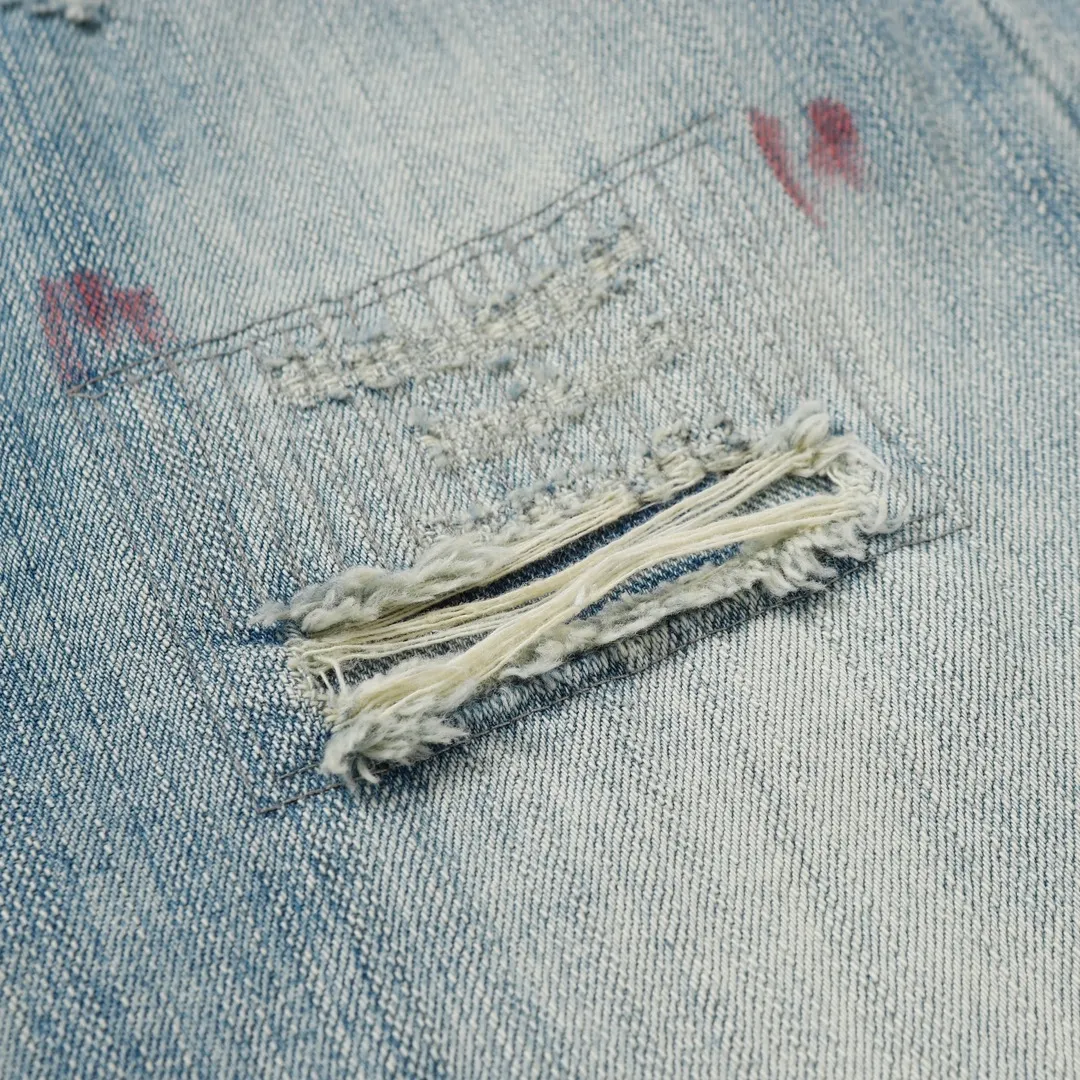 ANCELLM Distressed Patchwork Tapered Jeans D19520578 — view 17