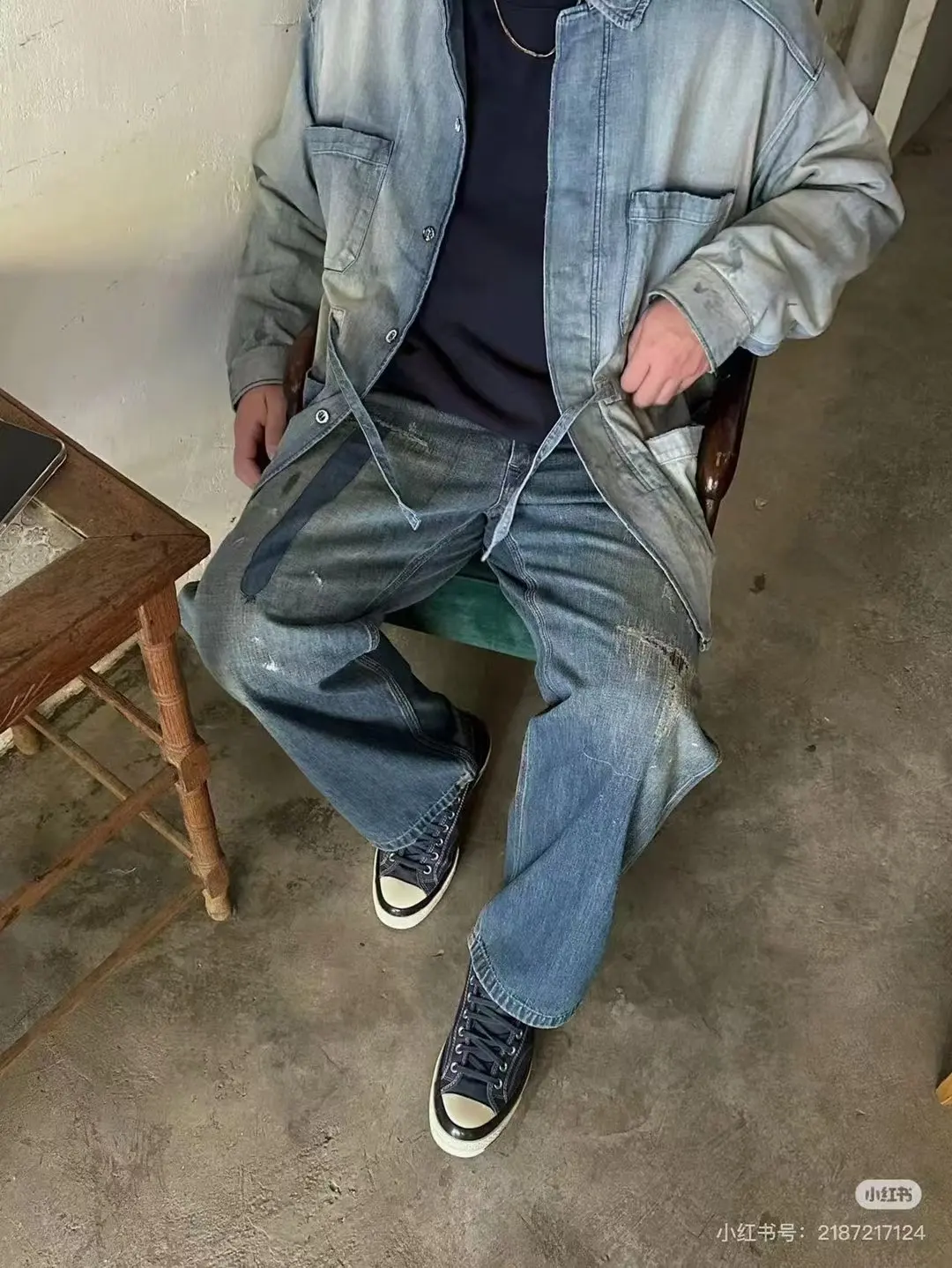 Mud-Dyed Distressed Denim Jacket D17020553 — view 8