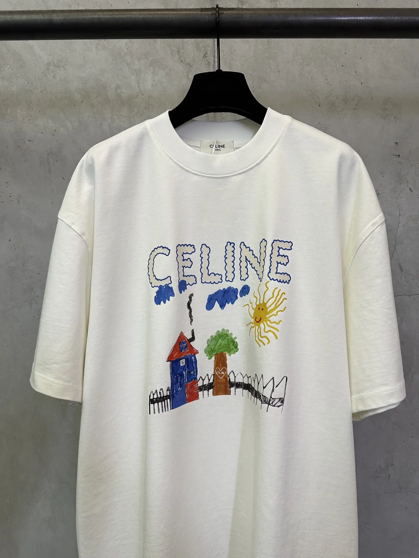 Celine Drawing Print Heavyweight Cotton T-Shirt D22012354 — view 3